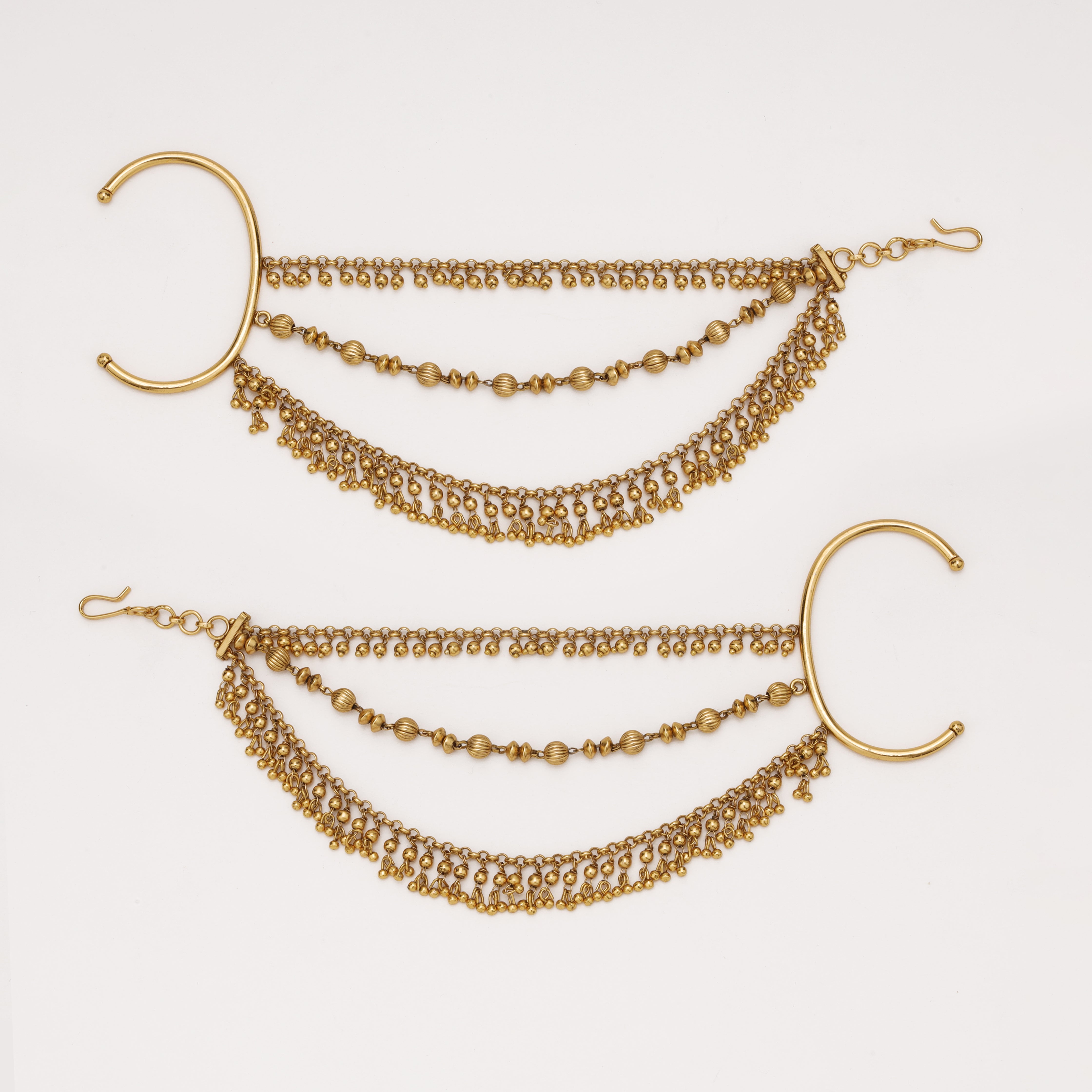 Heritage Beaded Fringe antique gold ear chain by US Catalog