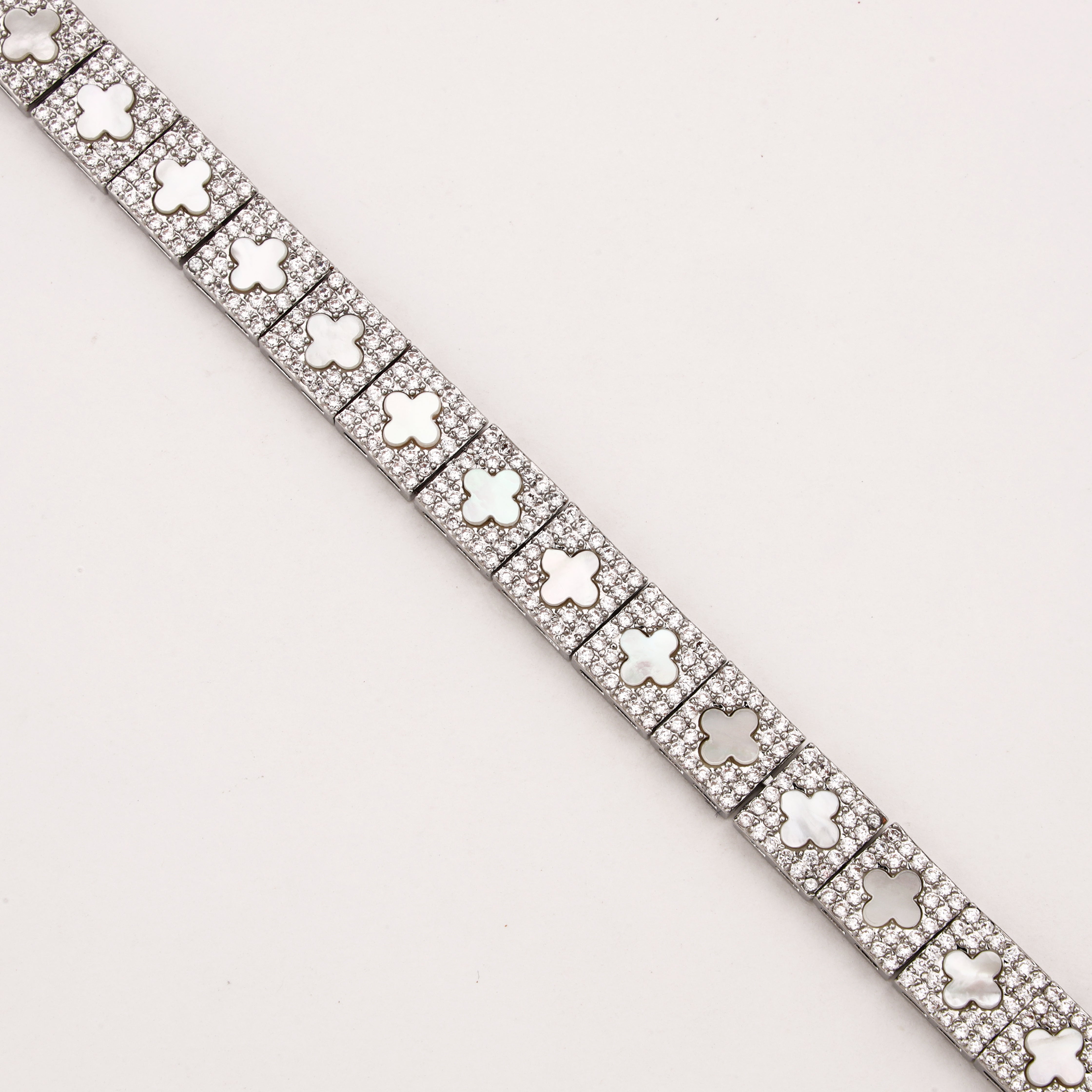 Silver-tone Clover Tennis Bracelet