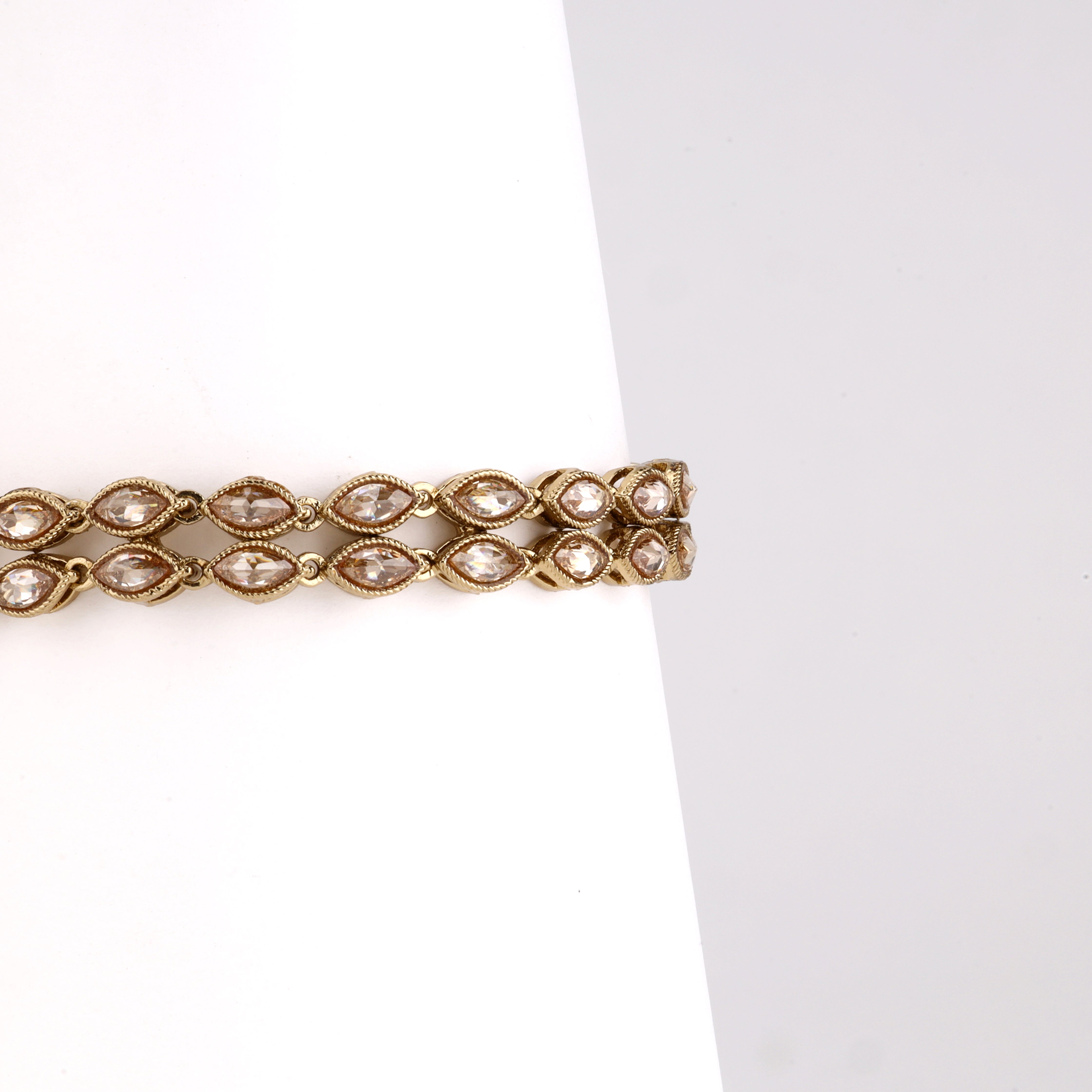 Antique Finish Dual Row Marquise Kundan Link Bracelet