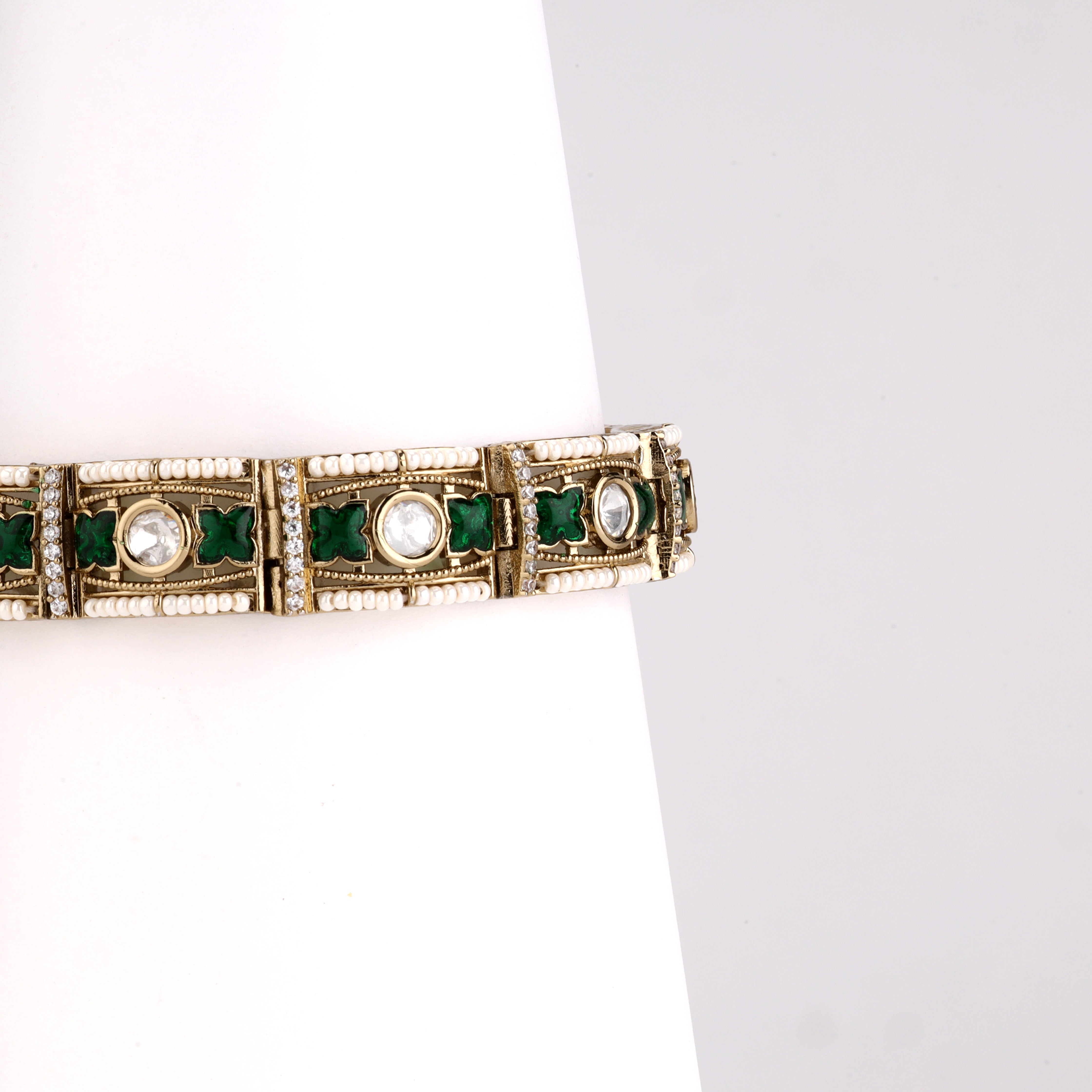 Traditional Kundan & Pearl Link Bracelet