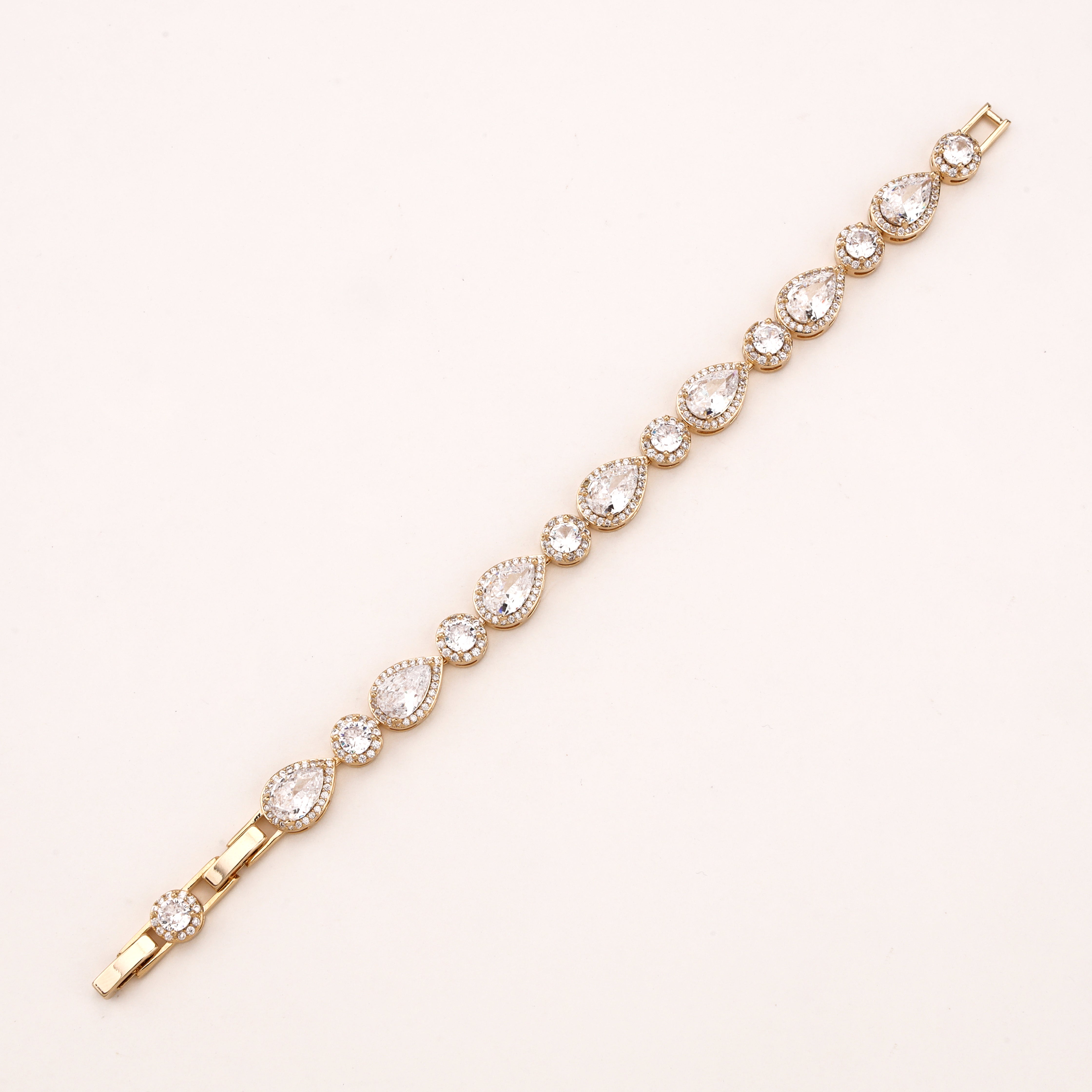 Pear Halo Crystal Tennis Bracelet