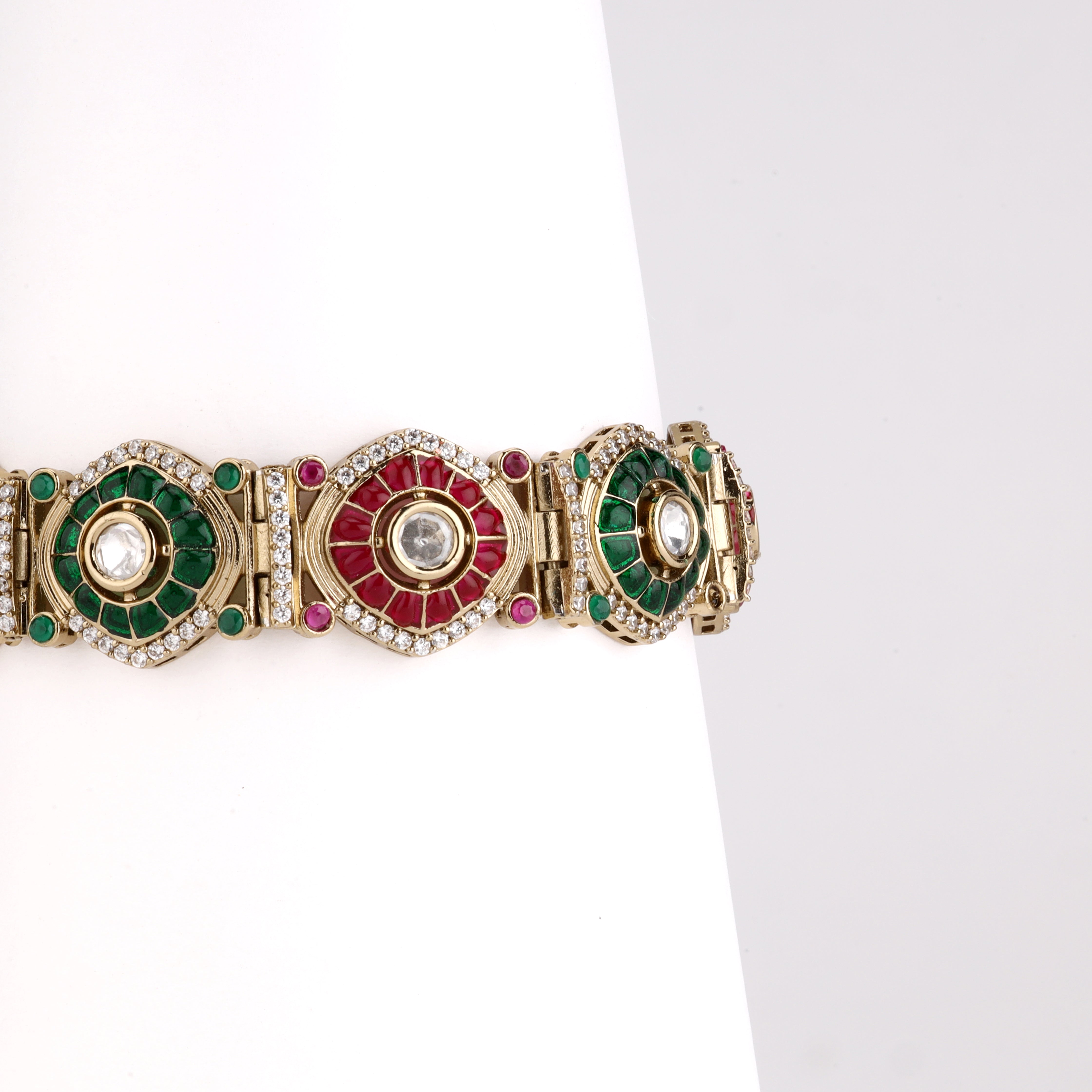 Royal Kundan Sunburst Link Bracelet