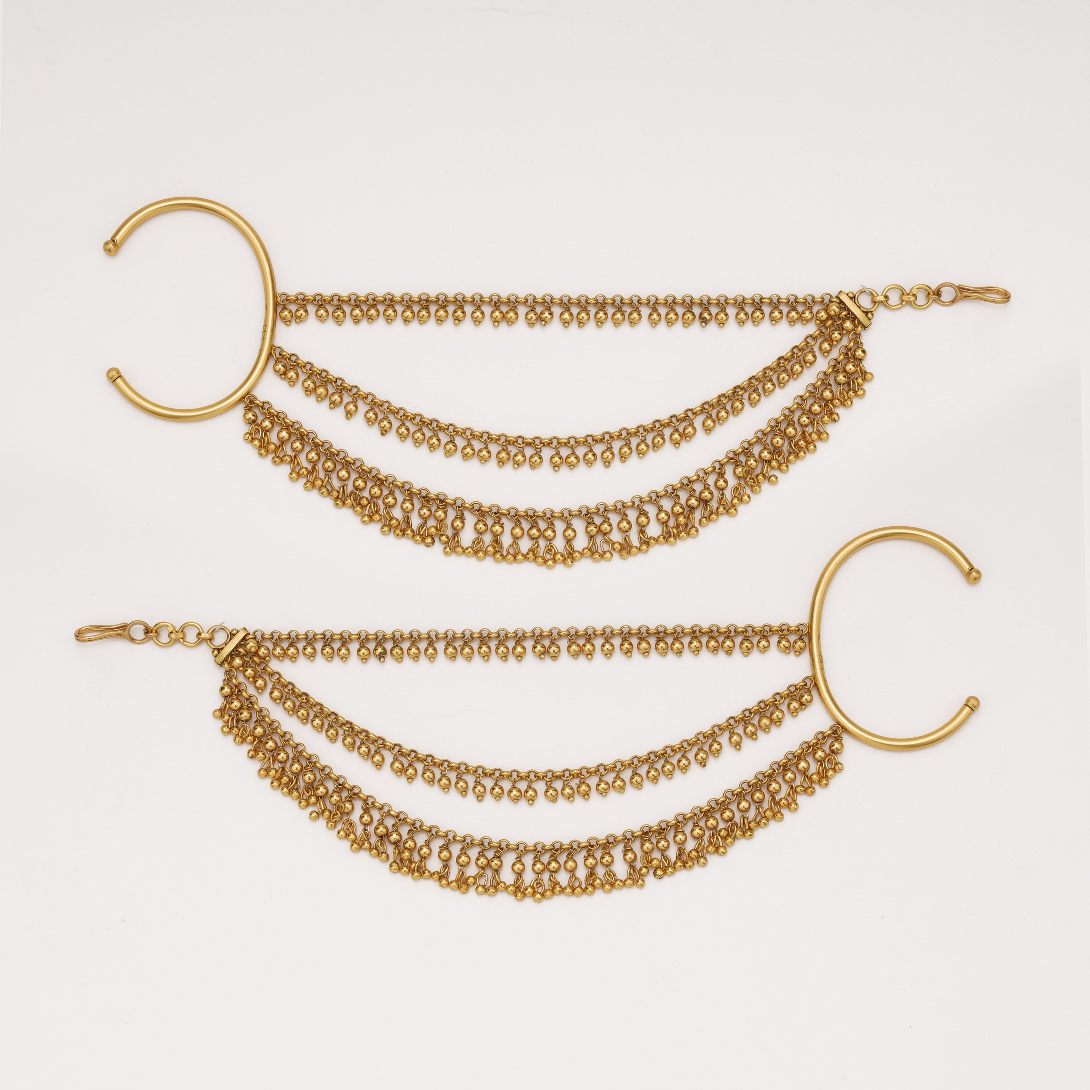 Rajwadi Layered Ghungroo antique gold ear chain by US Catalog