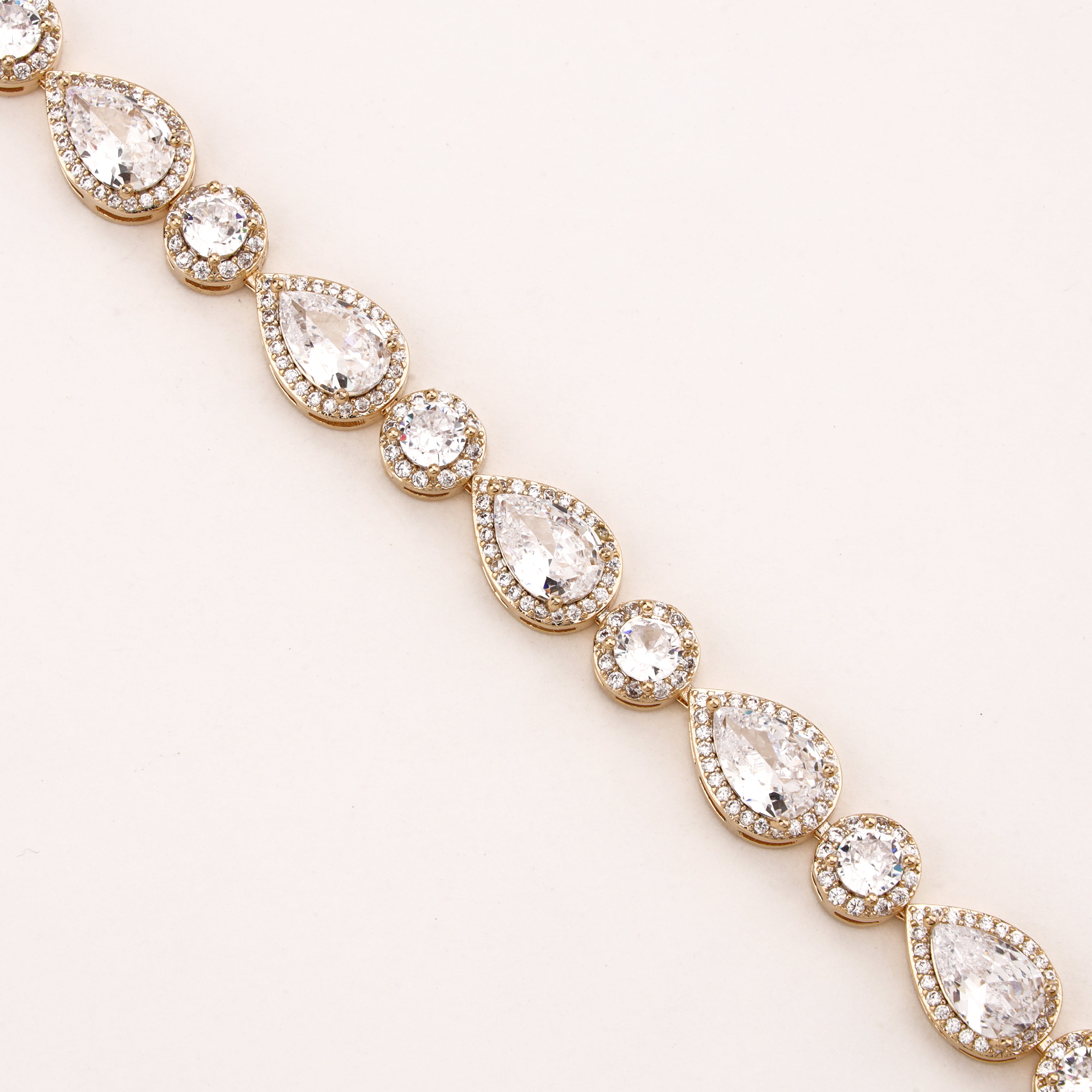 Pear Halo Crystal Tennis Bracelet