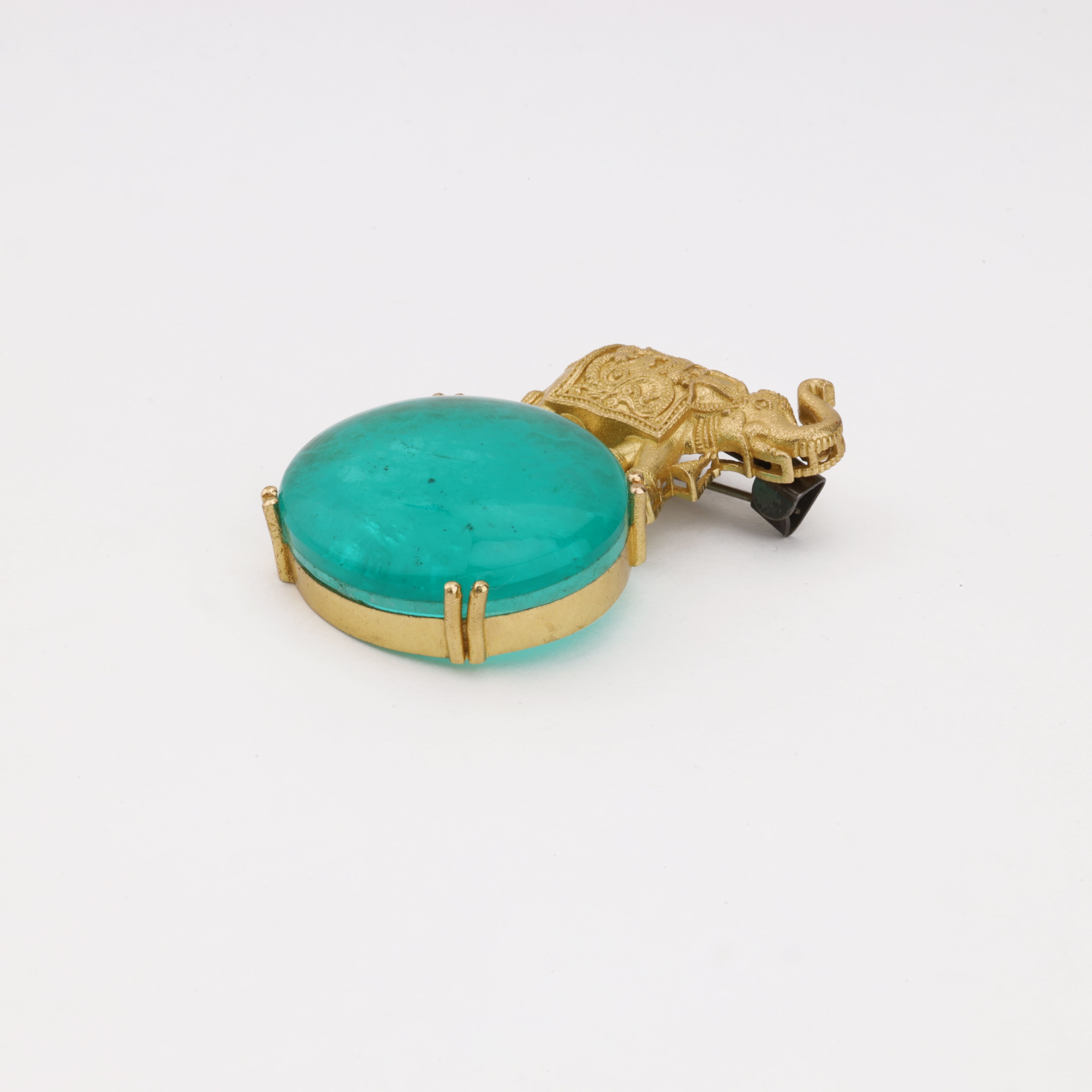 Royal Elephant Turquoise Stone Brooch Pin