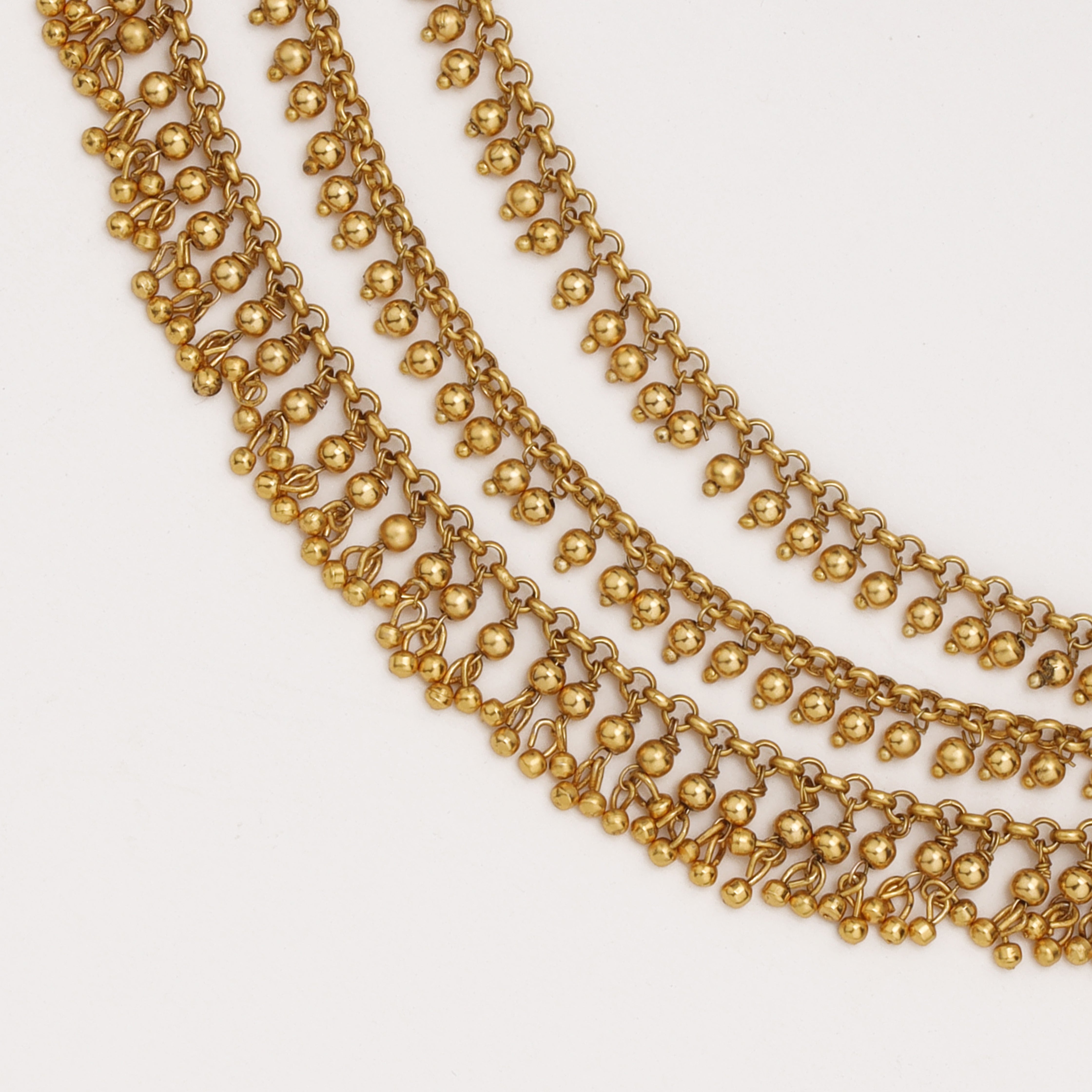 Rajwadi Layered Ghungroo antique gold ear chain by US Catalog