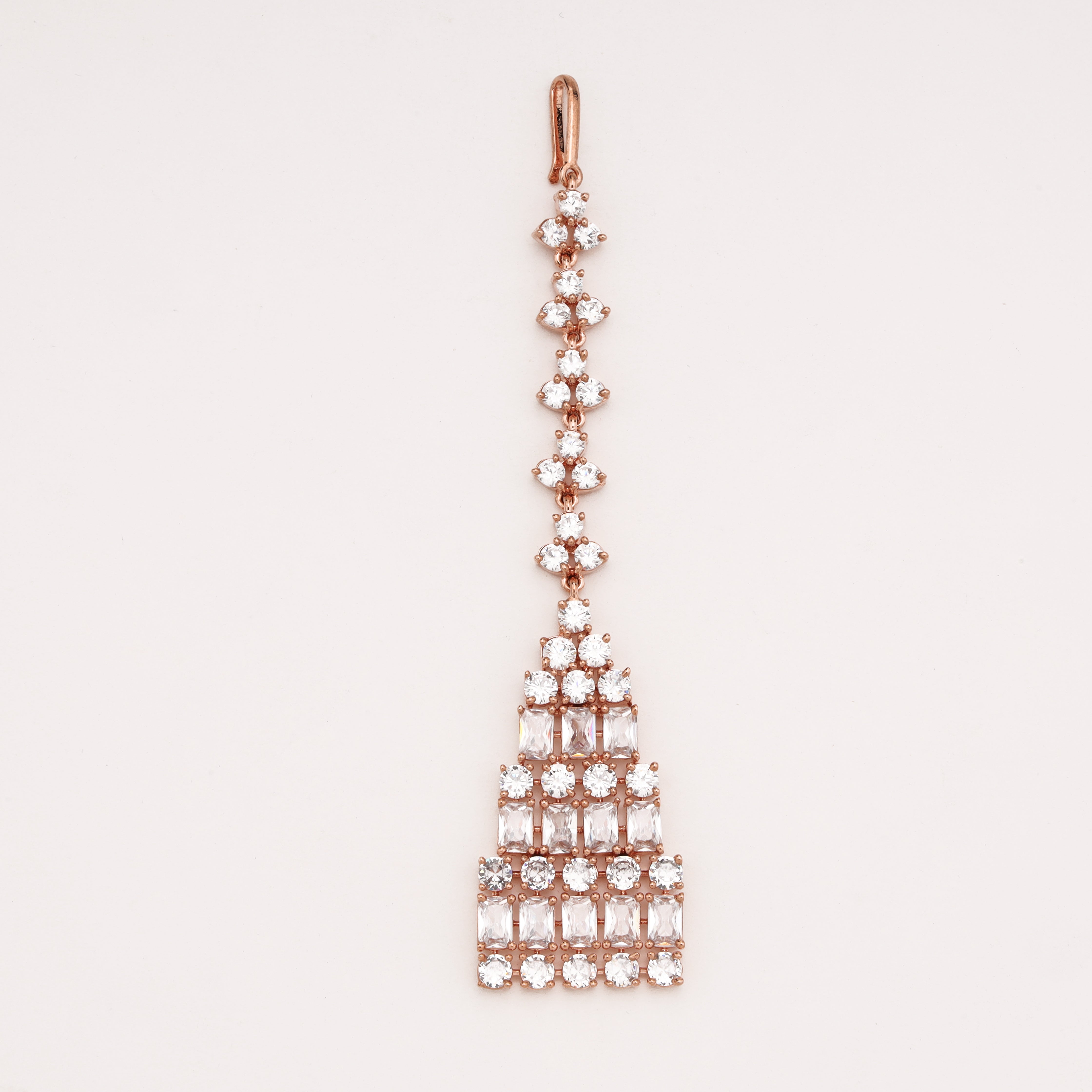 Rose Gold Step Cut Baguette American Diamond Maang Tikka