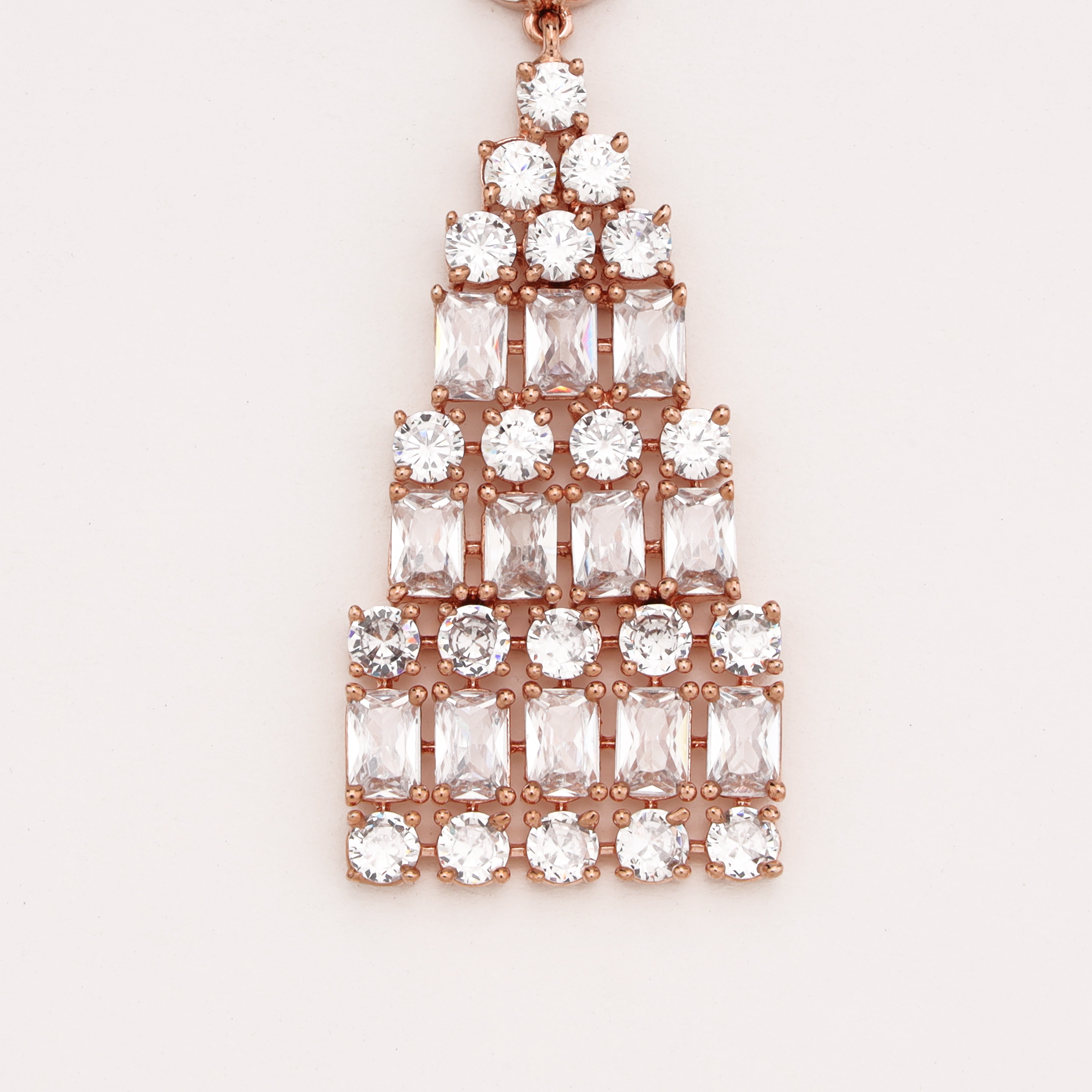 Rose Gold Step Cut Baguette American Diamond Maang Tikka