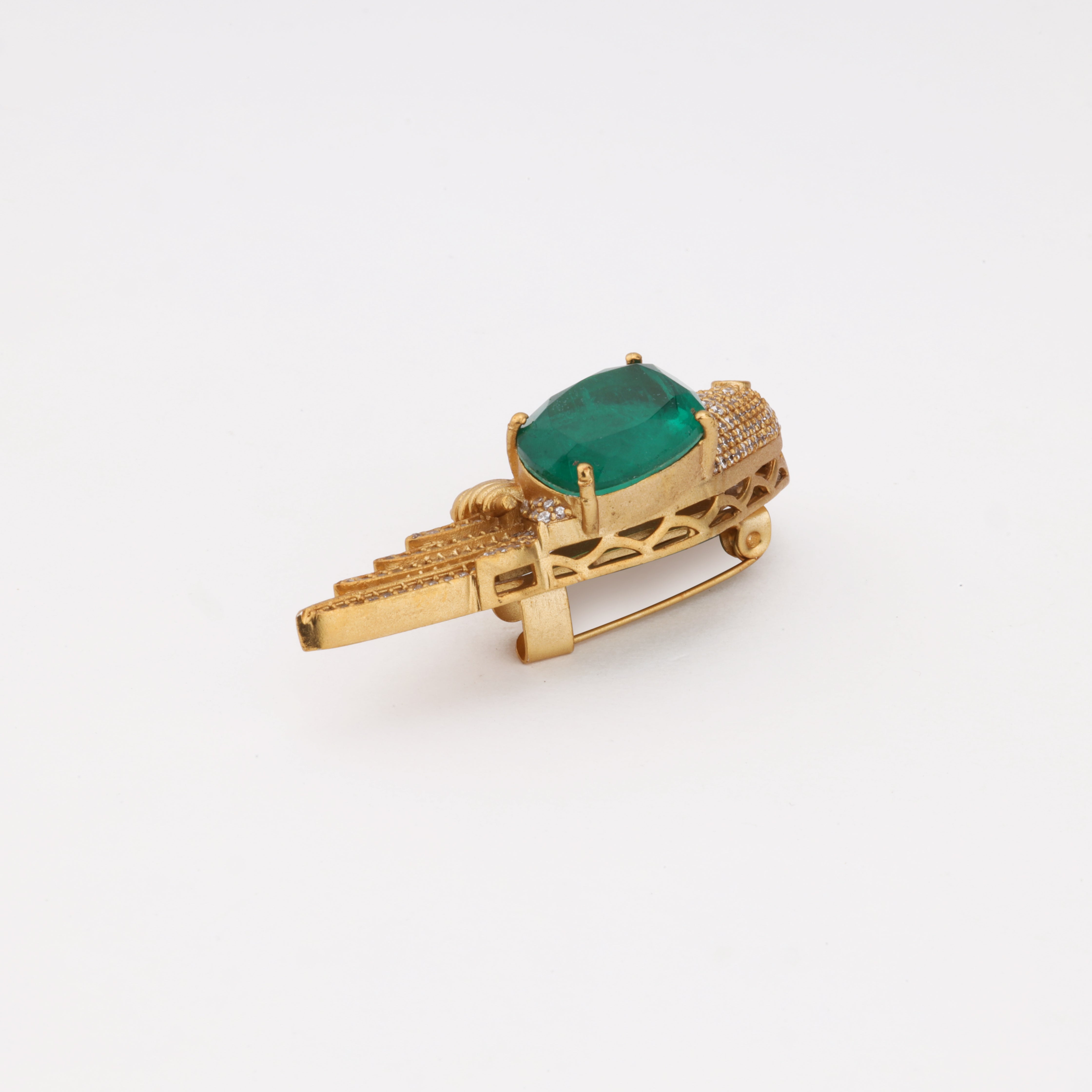 Emerald Parrot Crystal Brooch Pin