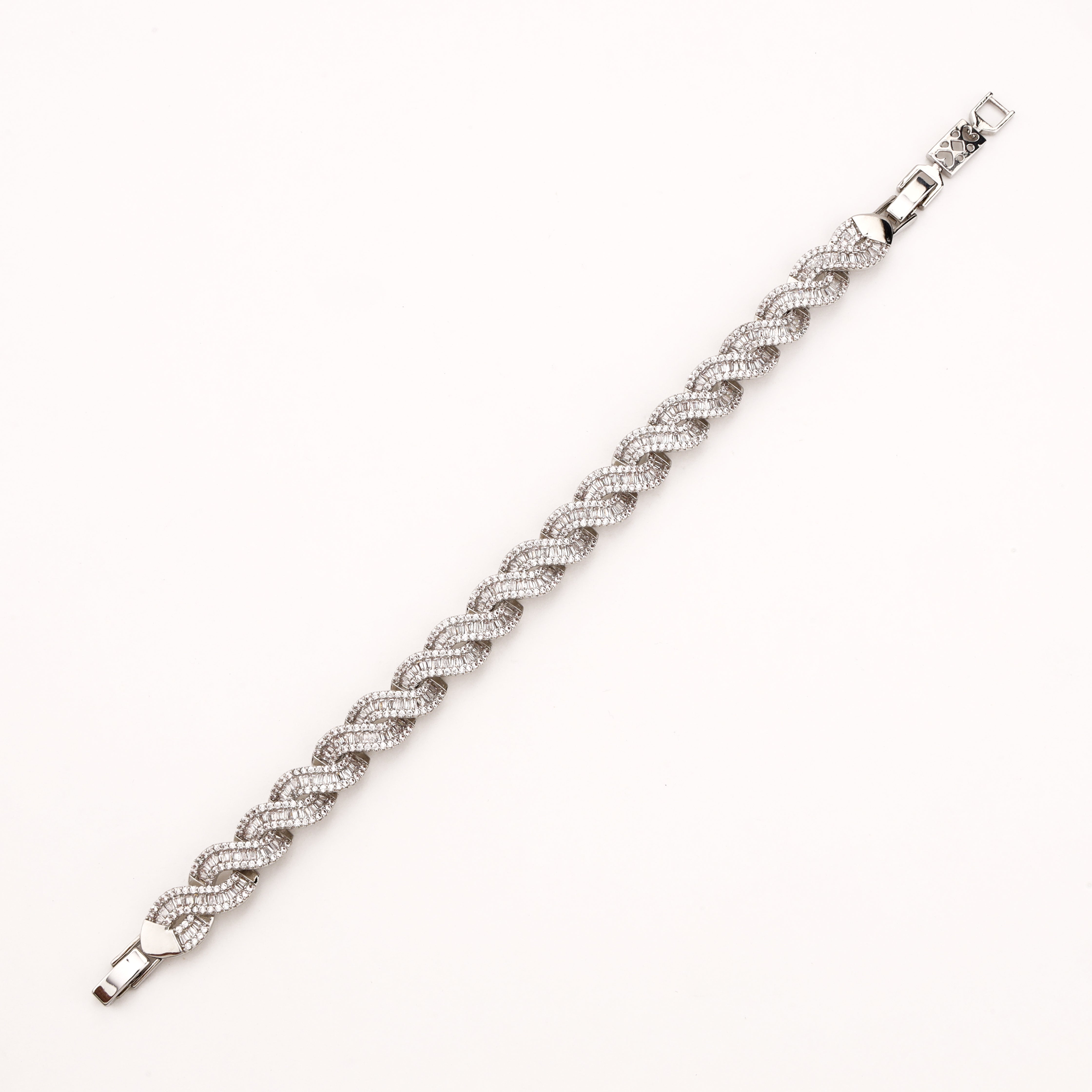 Lorienne silver-tone infinity bracelet with clear pavé and baguette-style crystal detailing