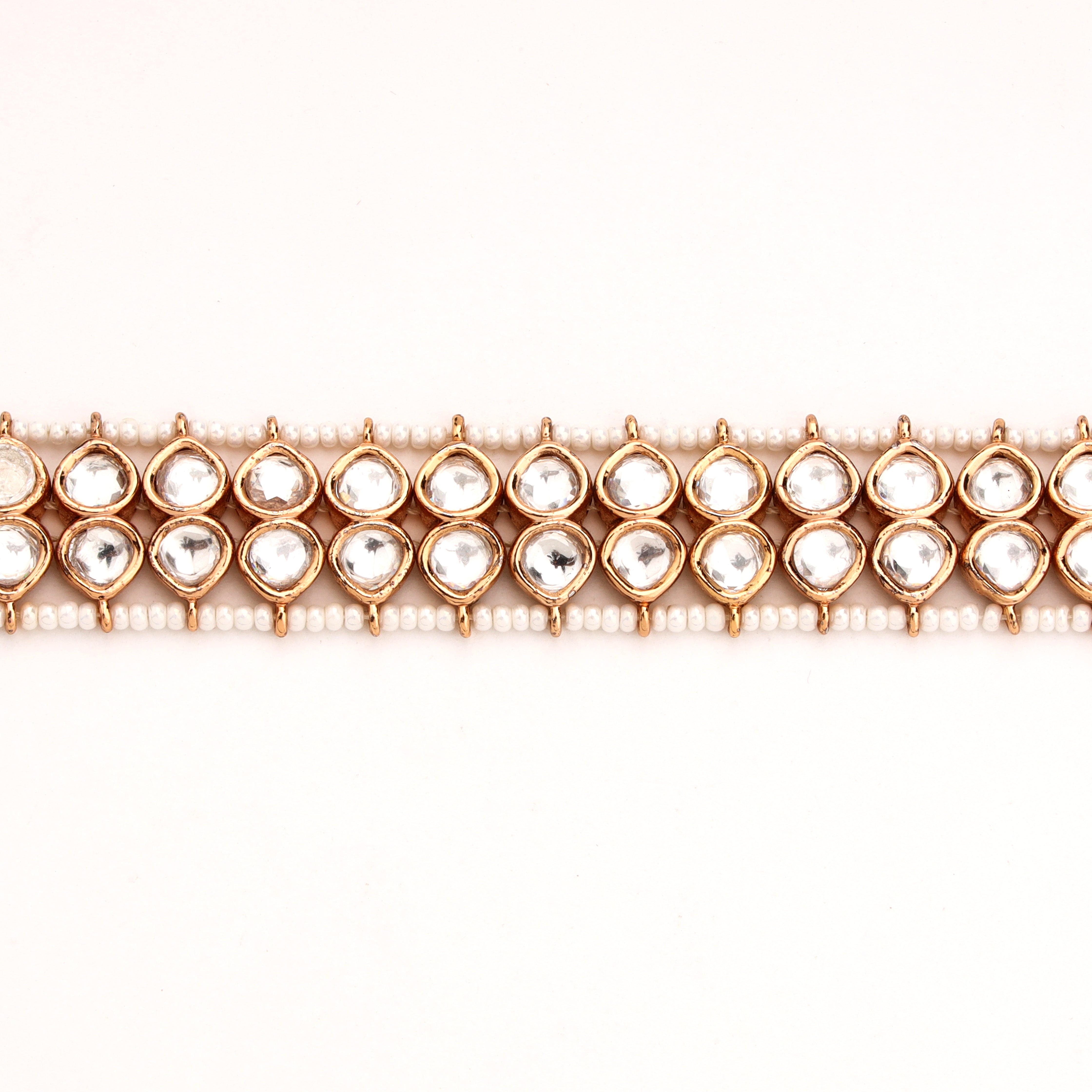 Dual Row Teardrop Kundan Seed Pearl Border Bracelet