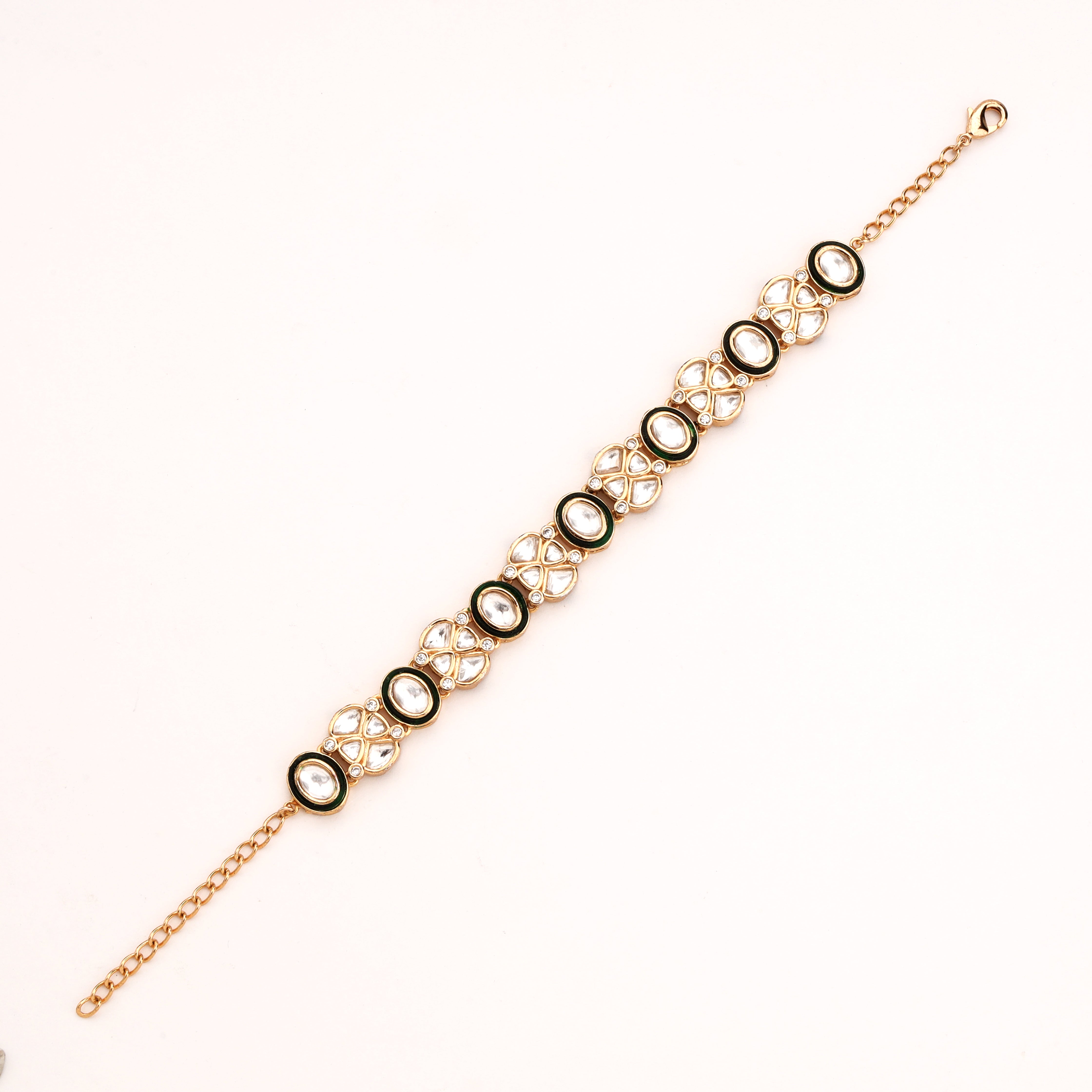 Meenakari Border Floral Kundan Articulated Traditional Bracelet