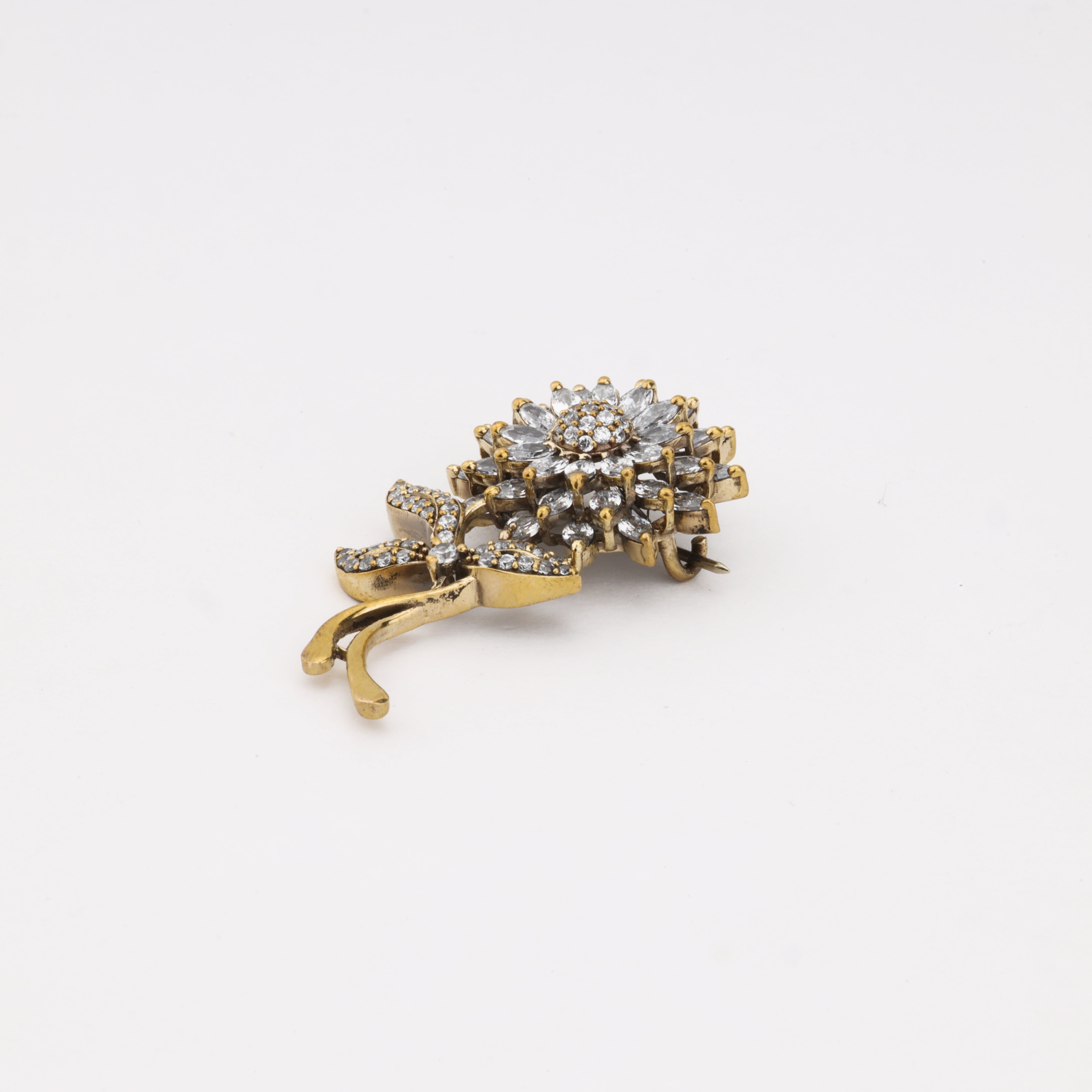 Elegant Crystal Floral Bouquet Brooch for Women & Men