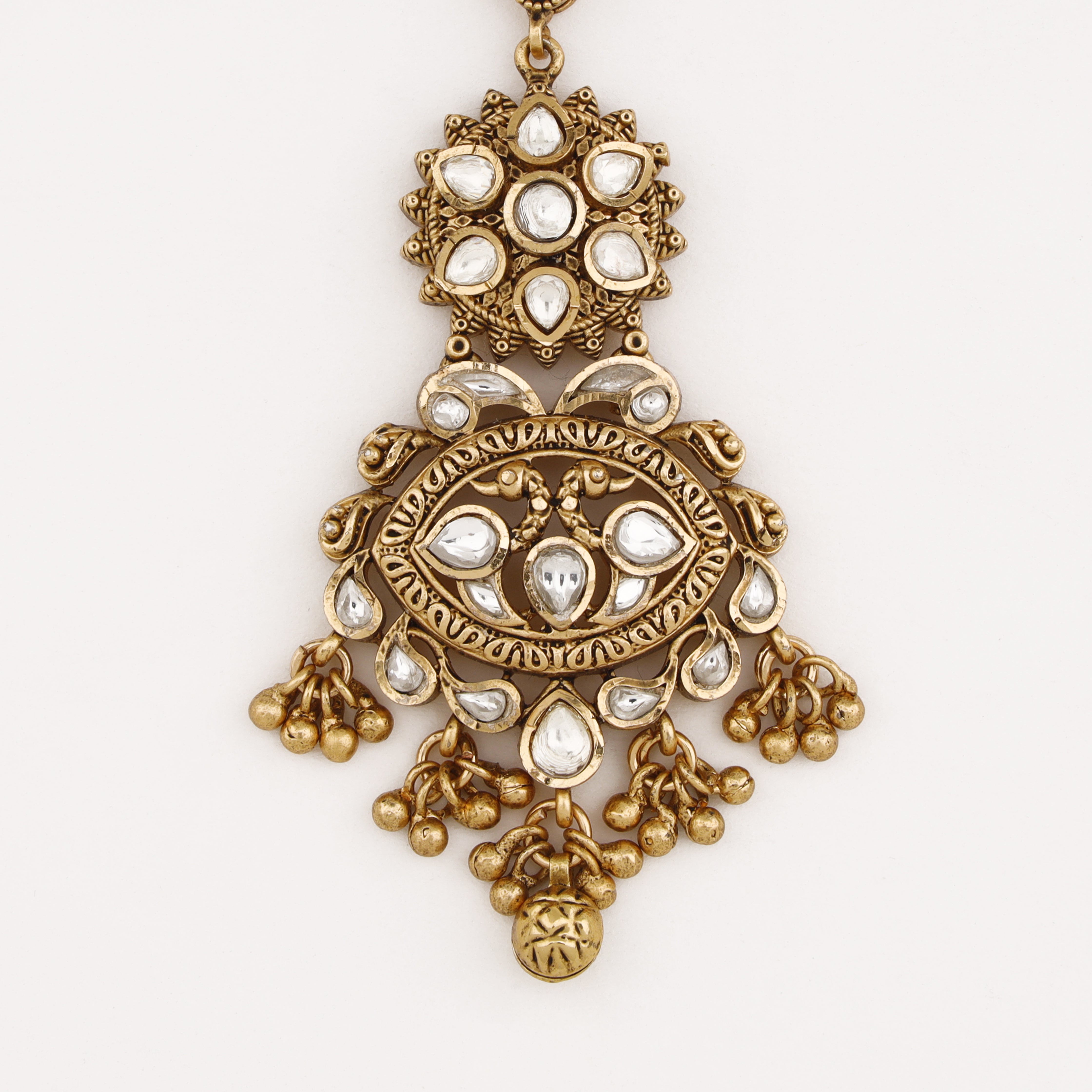 Diamond Antique Floral Kundan Maang Tika