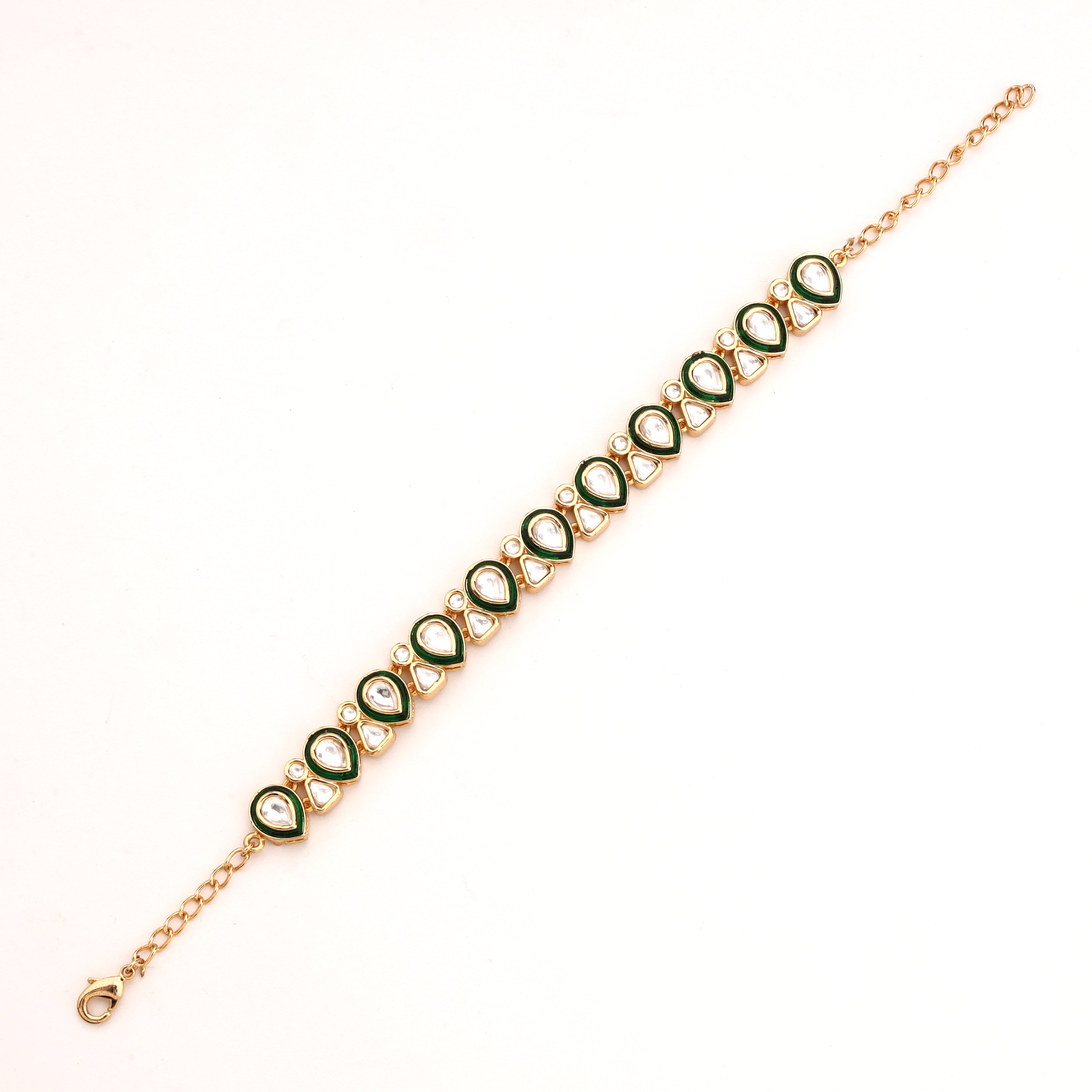 Meenakari Border Teardrop Kundan Articulated Traditional Bracelet