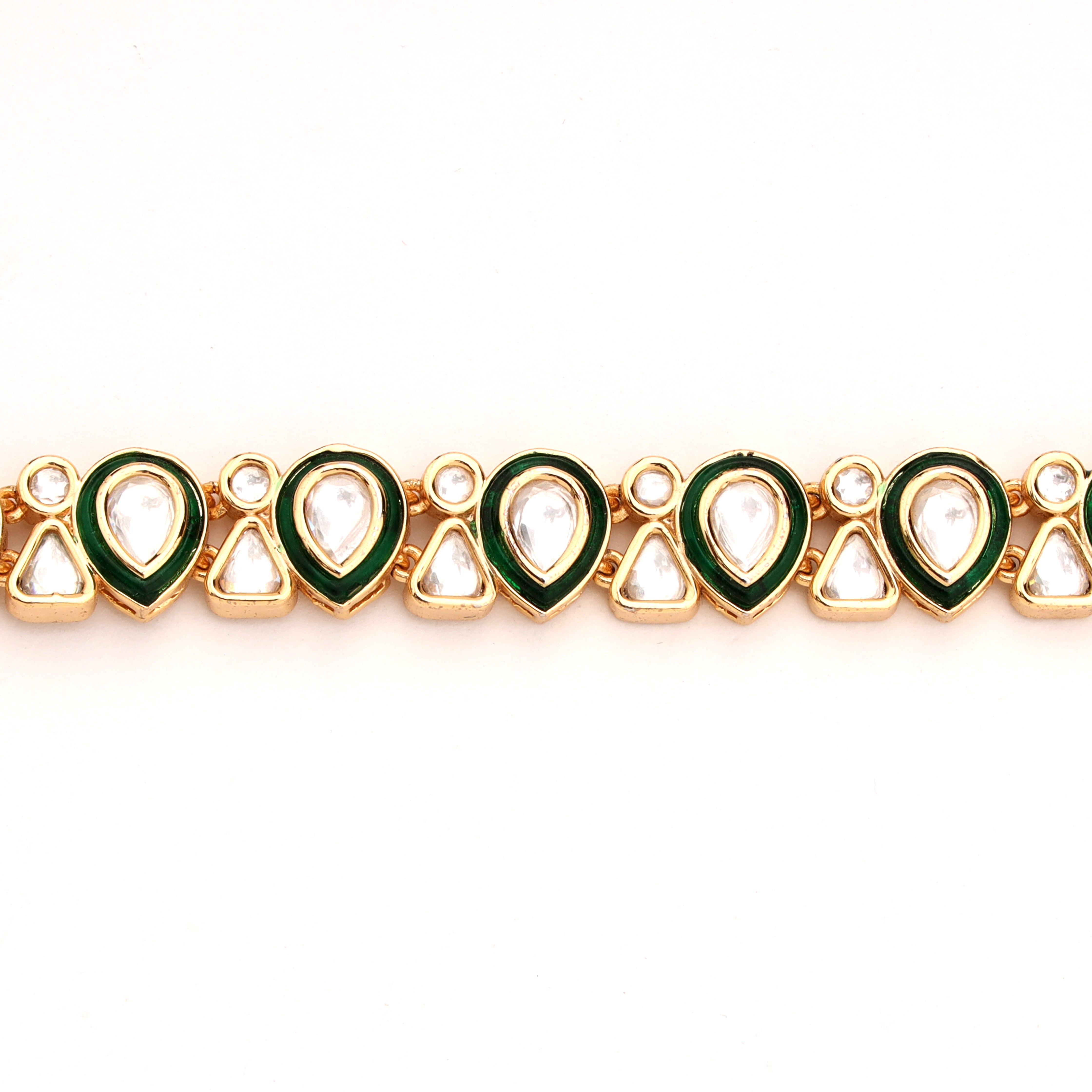 Meenakari Border Teardrop Kundan Articulated Traditional Bracelet