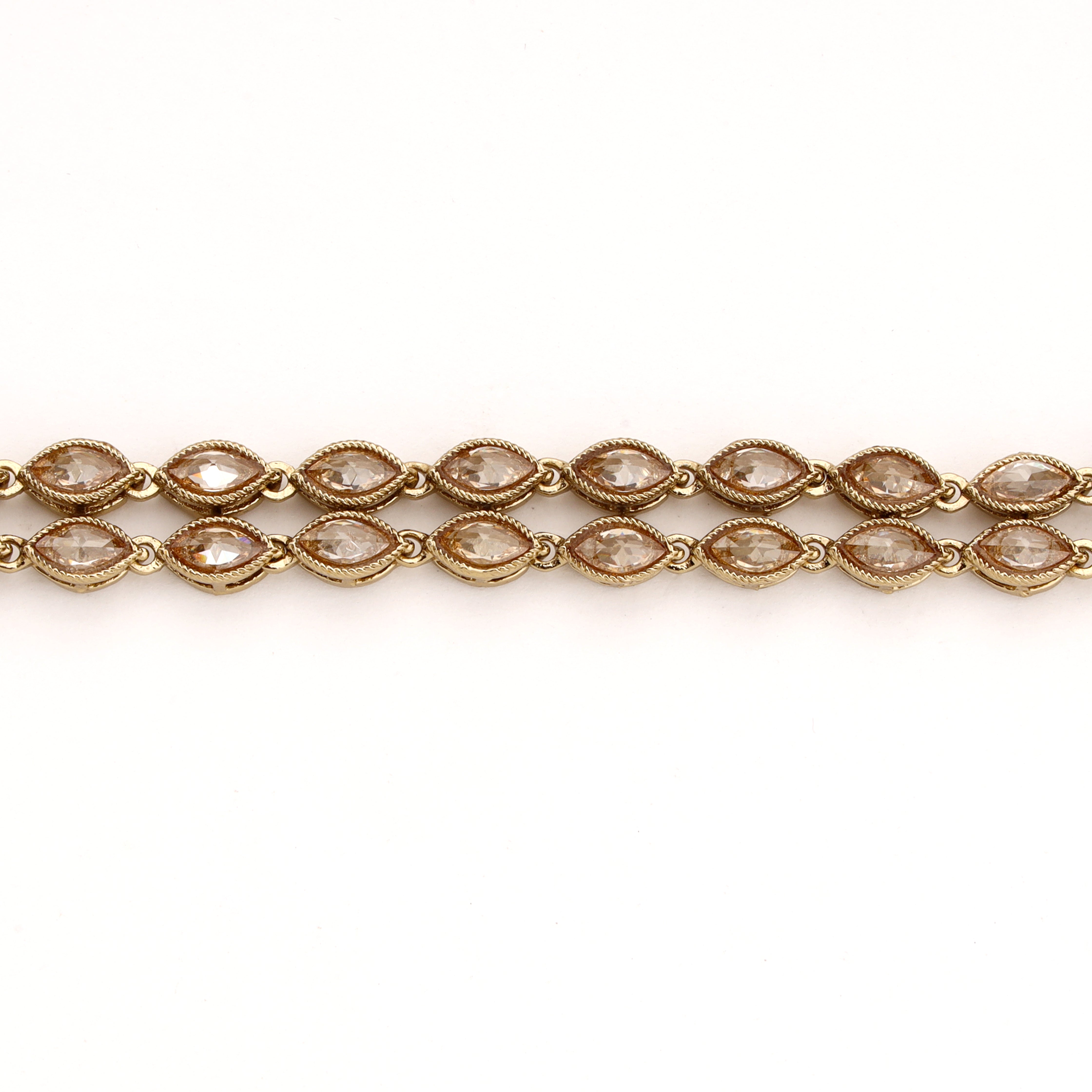 Antique Finish Dual Row Marquise Kundan Link Bracelet
