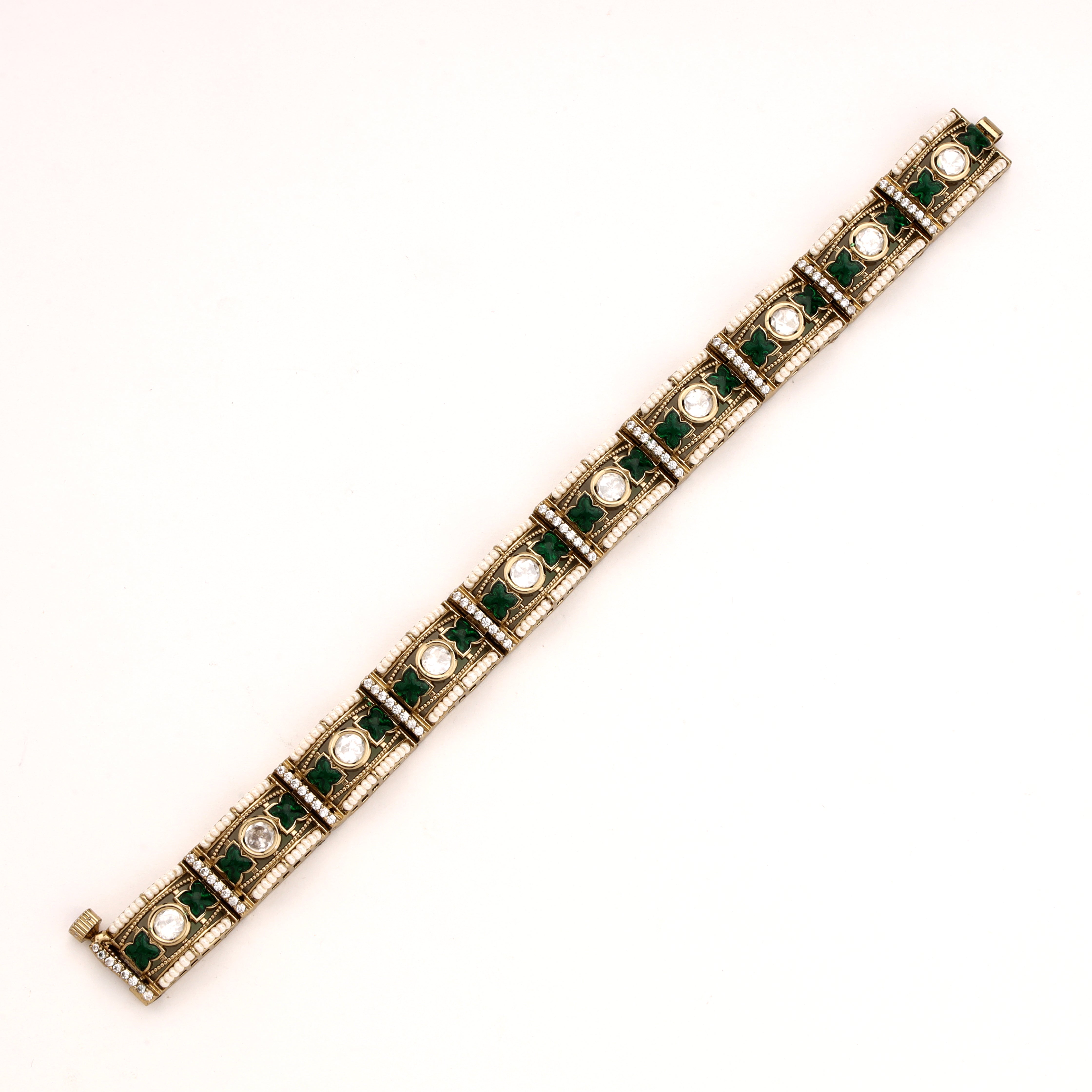 Traditional Kundan & Pearl Link Bracelet