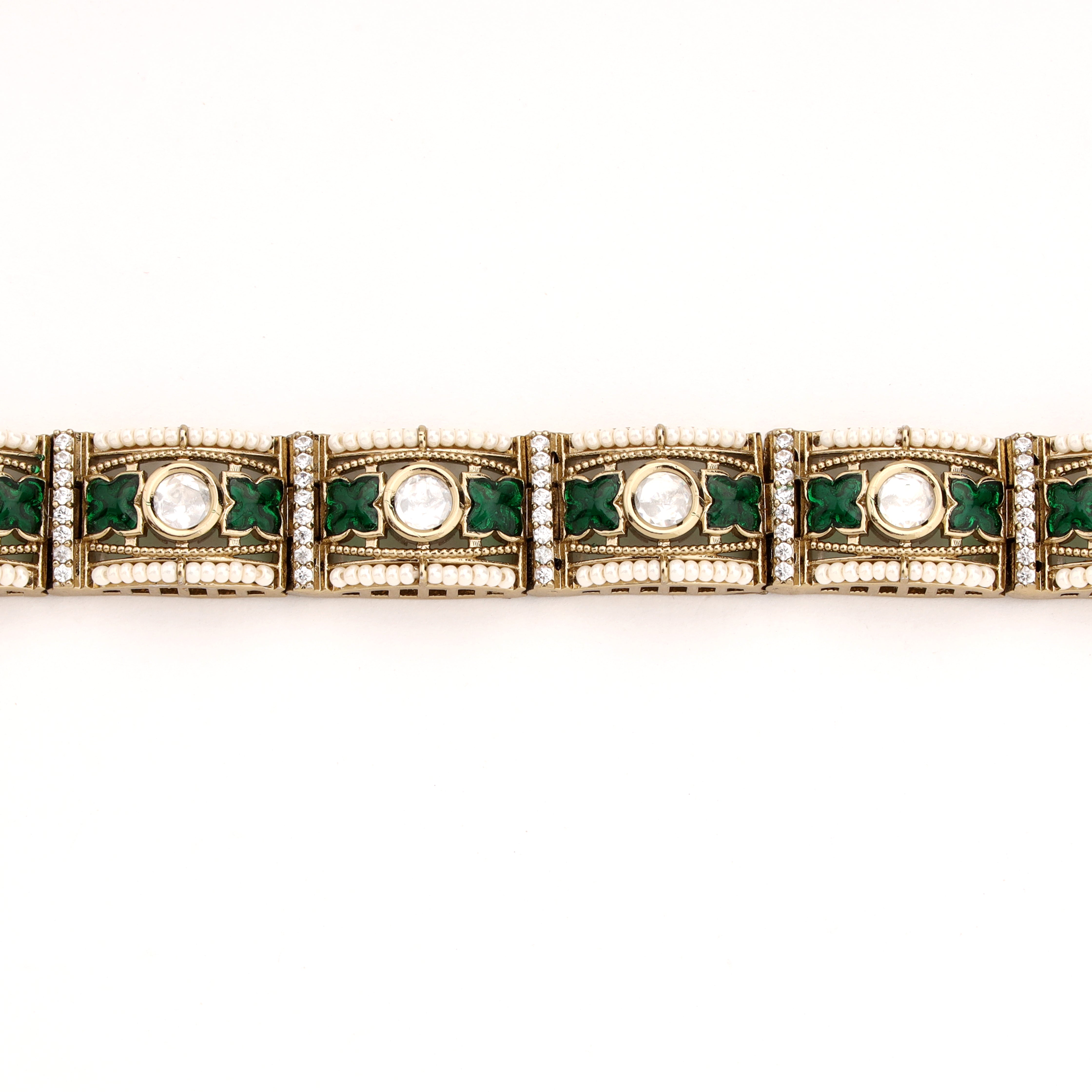 Traditional Kundan & Pearl Link Bracelet