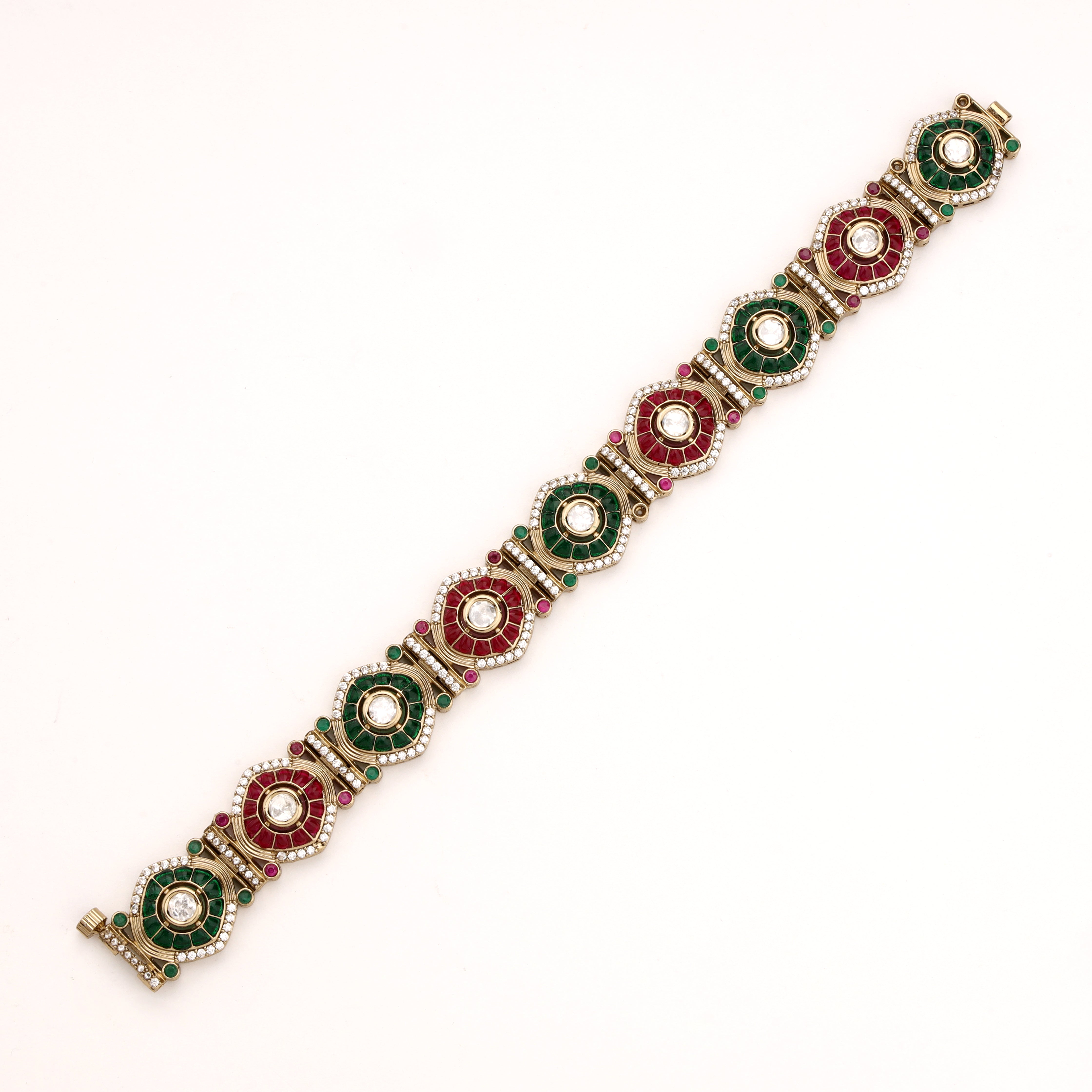 Royal Kundan Sunburst Link Bracelet