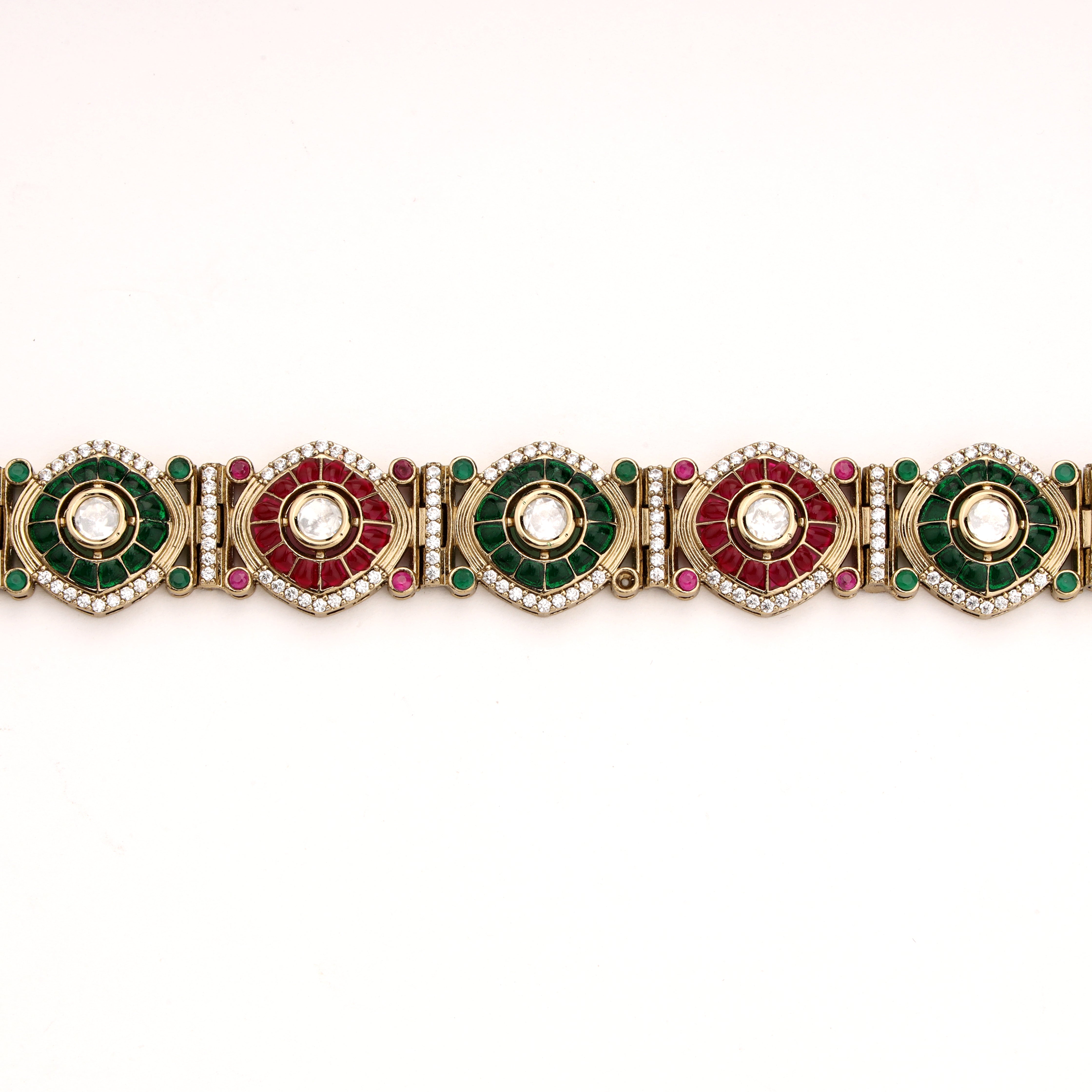 Royal Kundan Sunburst Link Bracelet