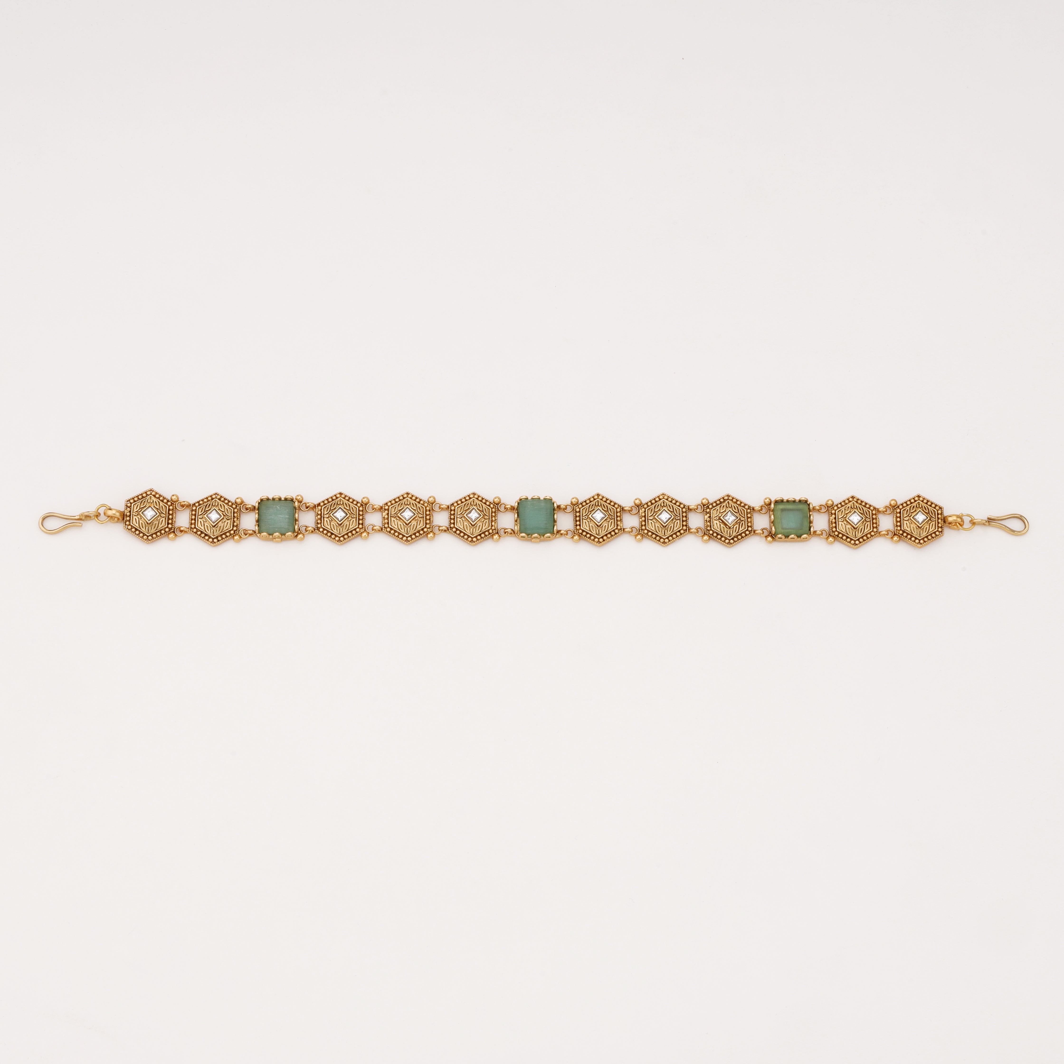 Aqua Stone Antique Gold Bridal Mathapatti