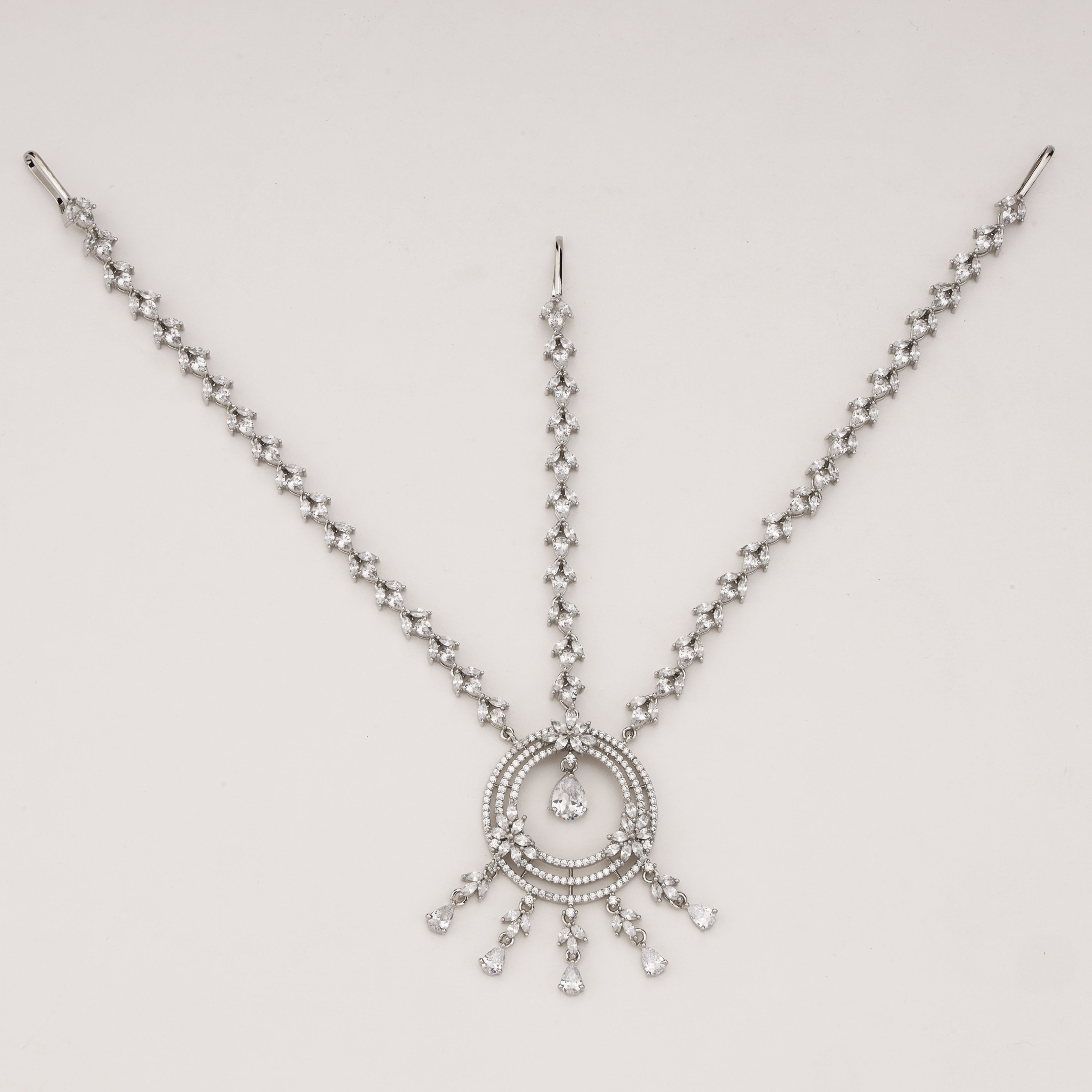 Crystal Halo Diamond Bridal Mathapatti