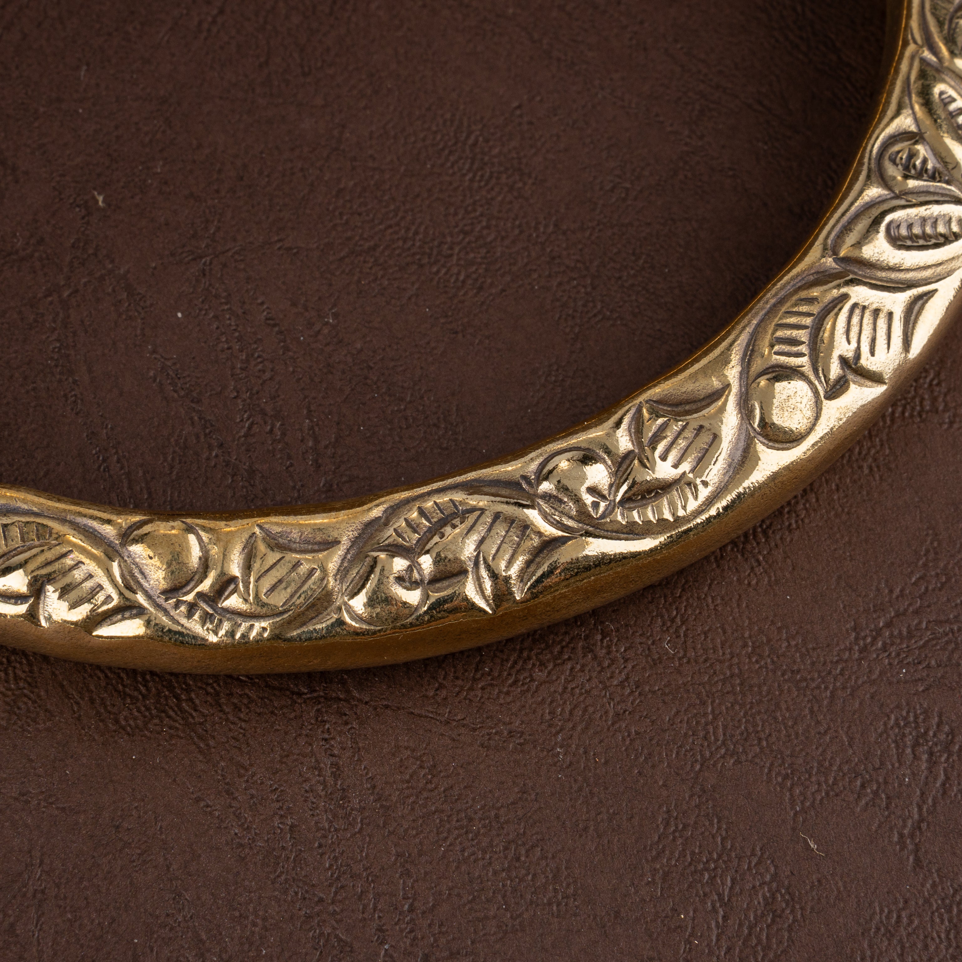 Antique Brass Carved Tribal Hasli Choker Necklace with Adjustable Dori