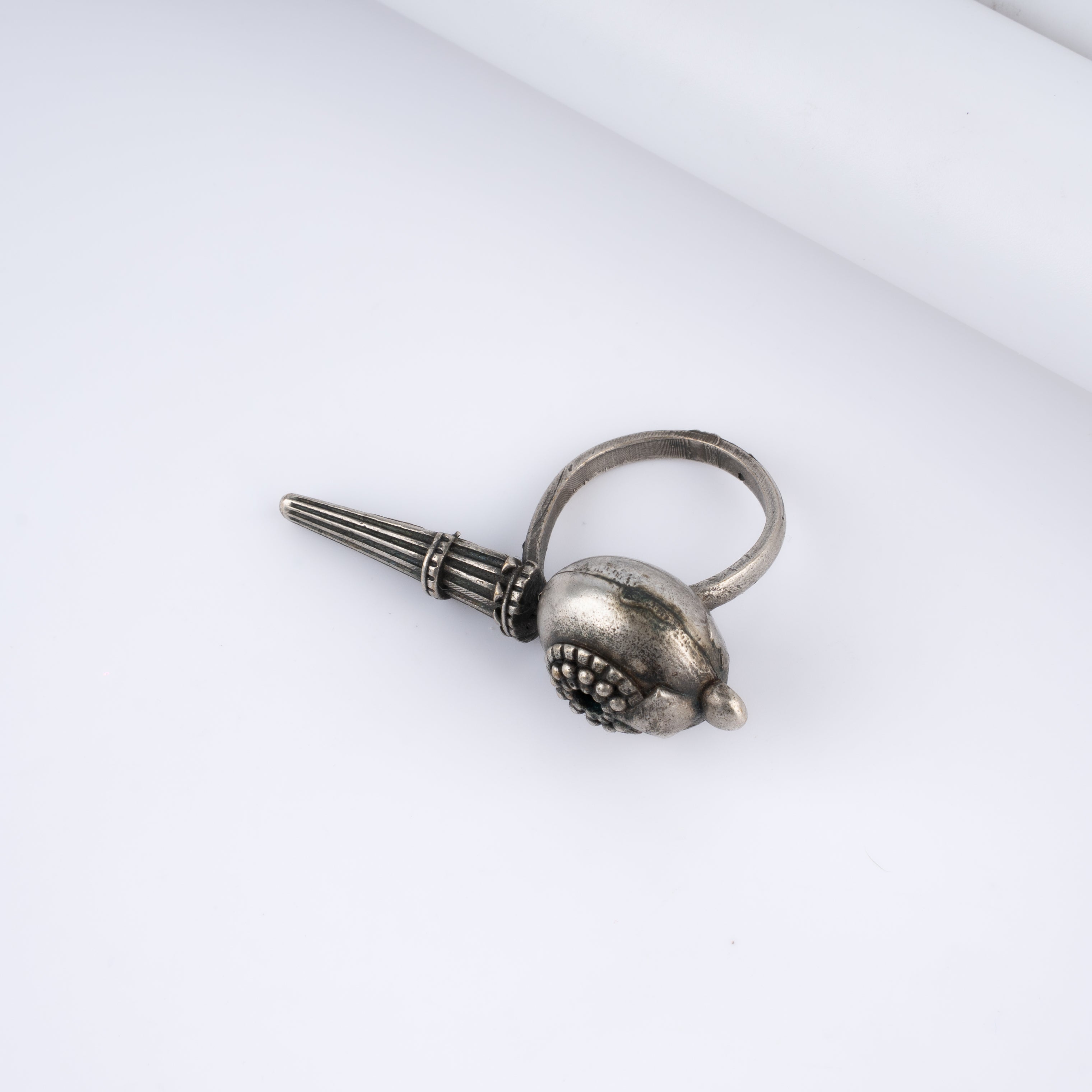 Oxidised Silver Hanuman Gada Spiritual Statement Ring