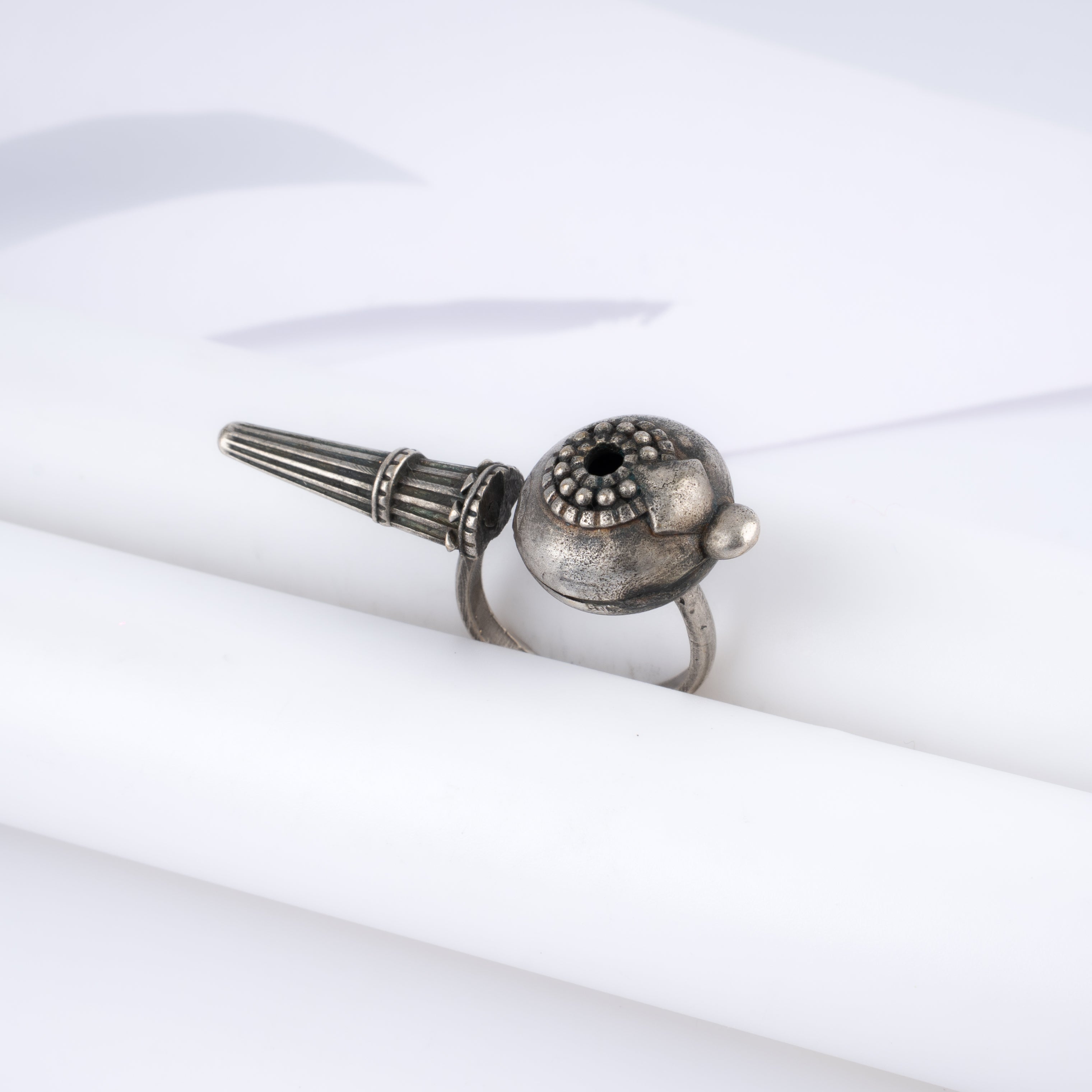 Oxidised Silver Hanuman Gada Spiritual Statement Ring