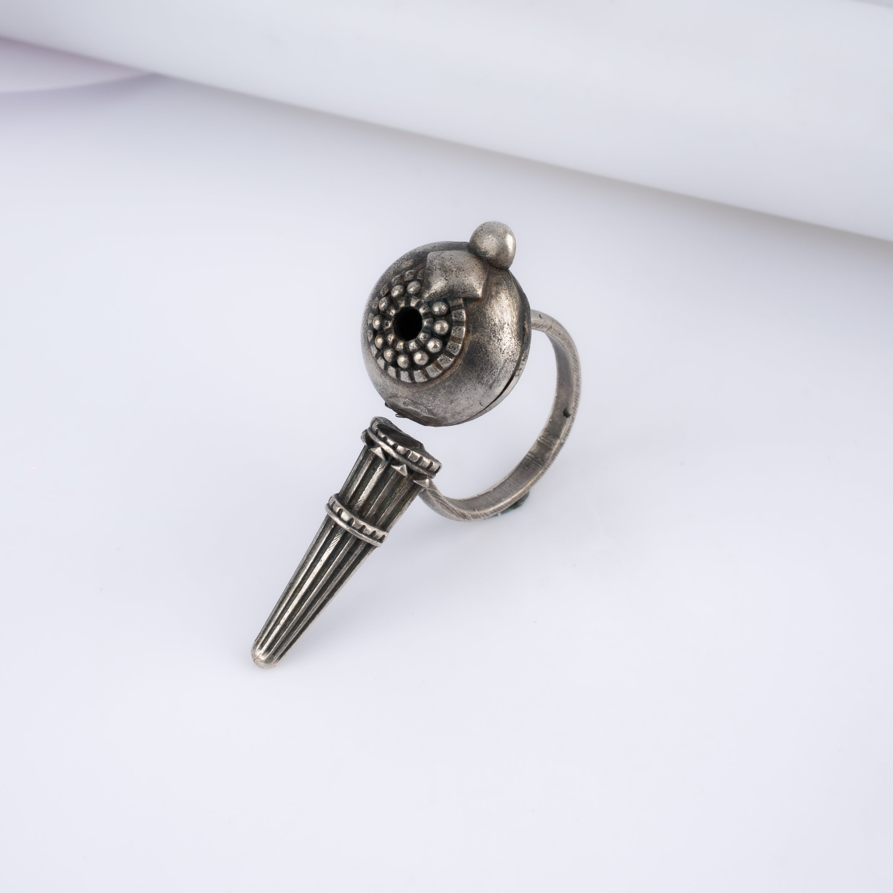 Oxidised Silver Hanuman Gada Spiritual Statement Ring
