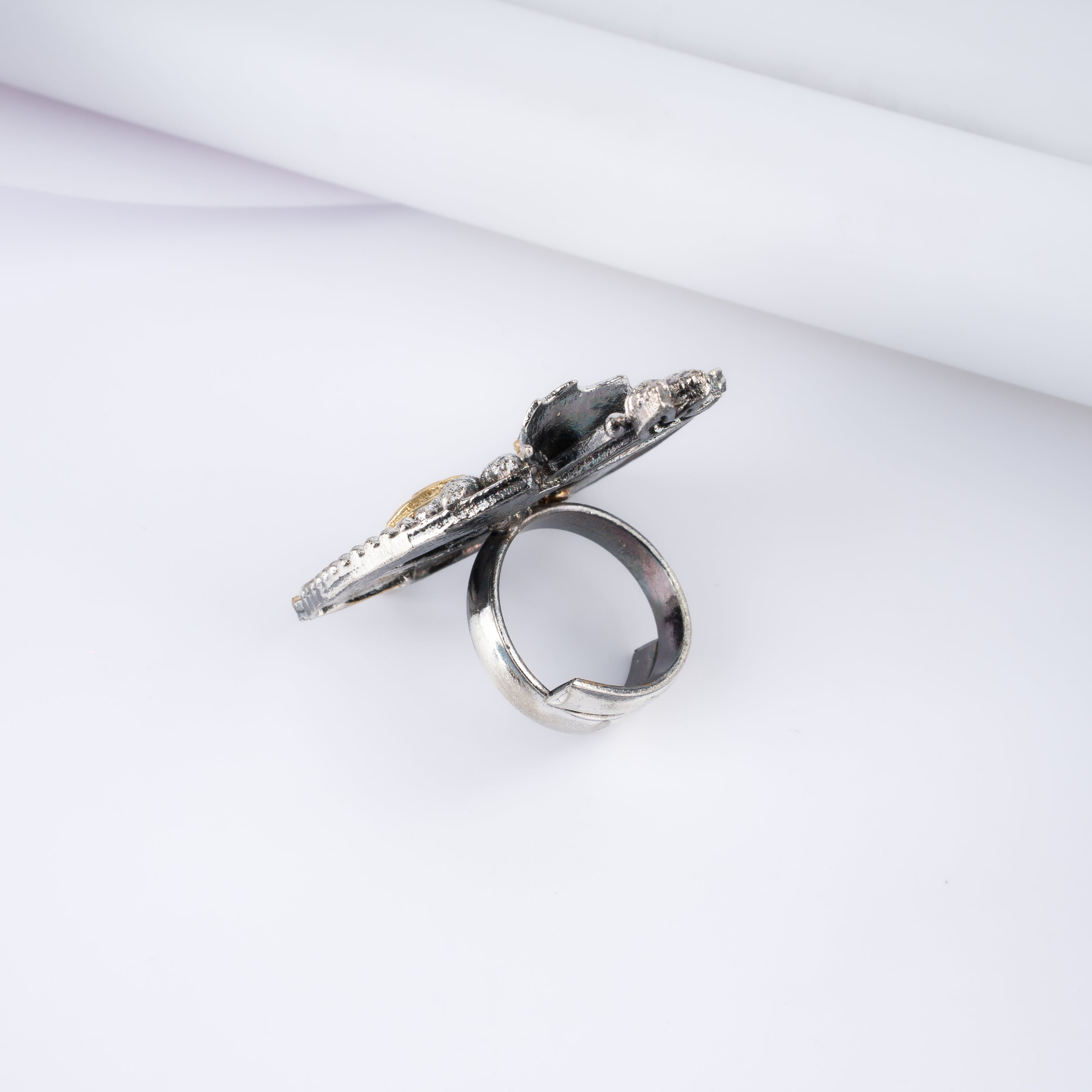 Dual Tone Bird on Branch Statement Ring