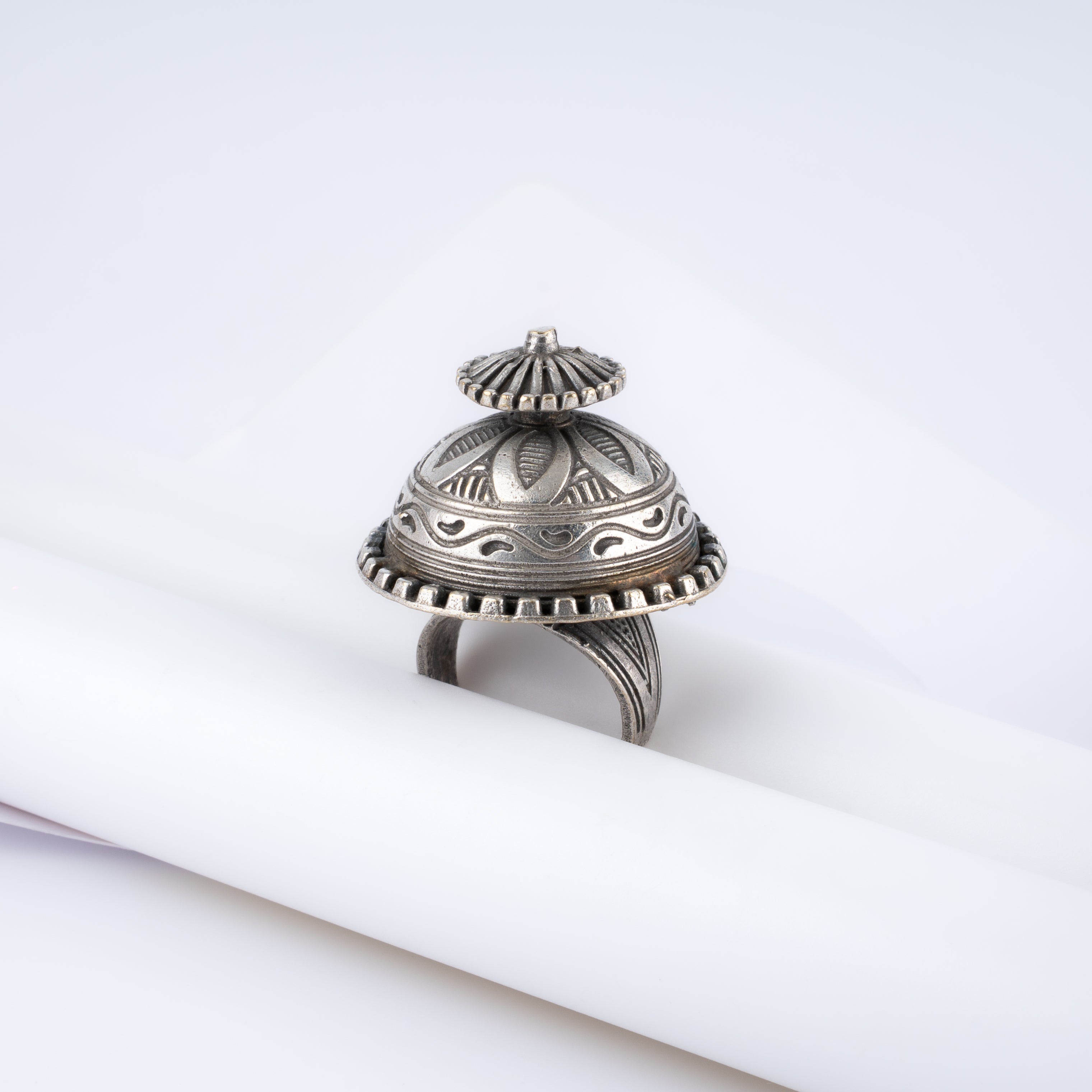 Oxidised Silver Traditional Jhumki Dome Statement Ring