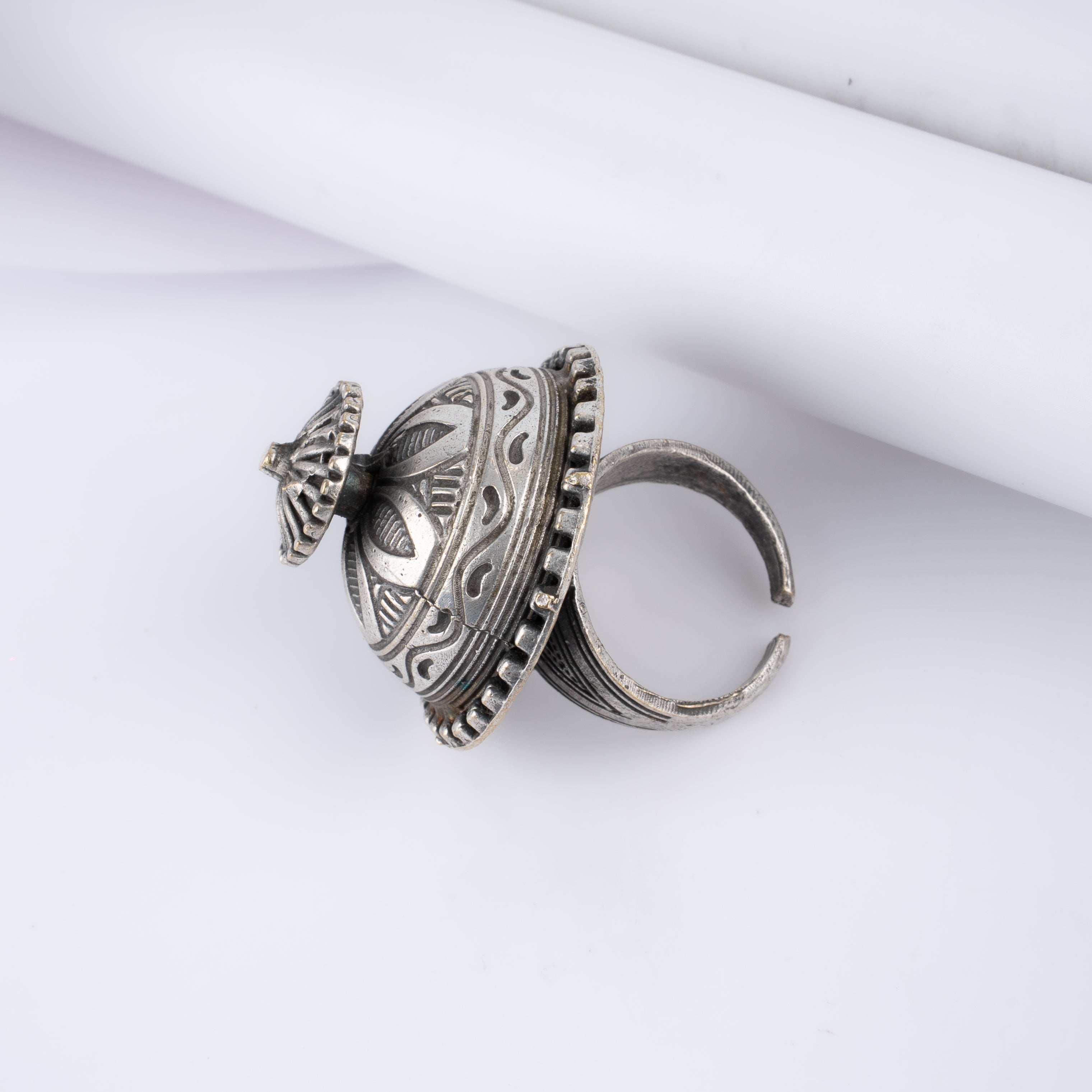 Oxidised Silver Traditional Jhumki Dome Statement Ring