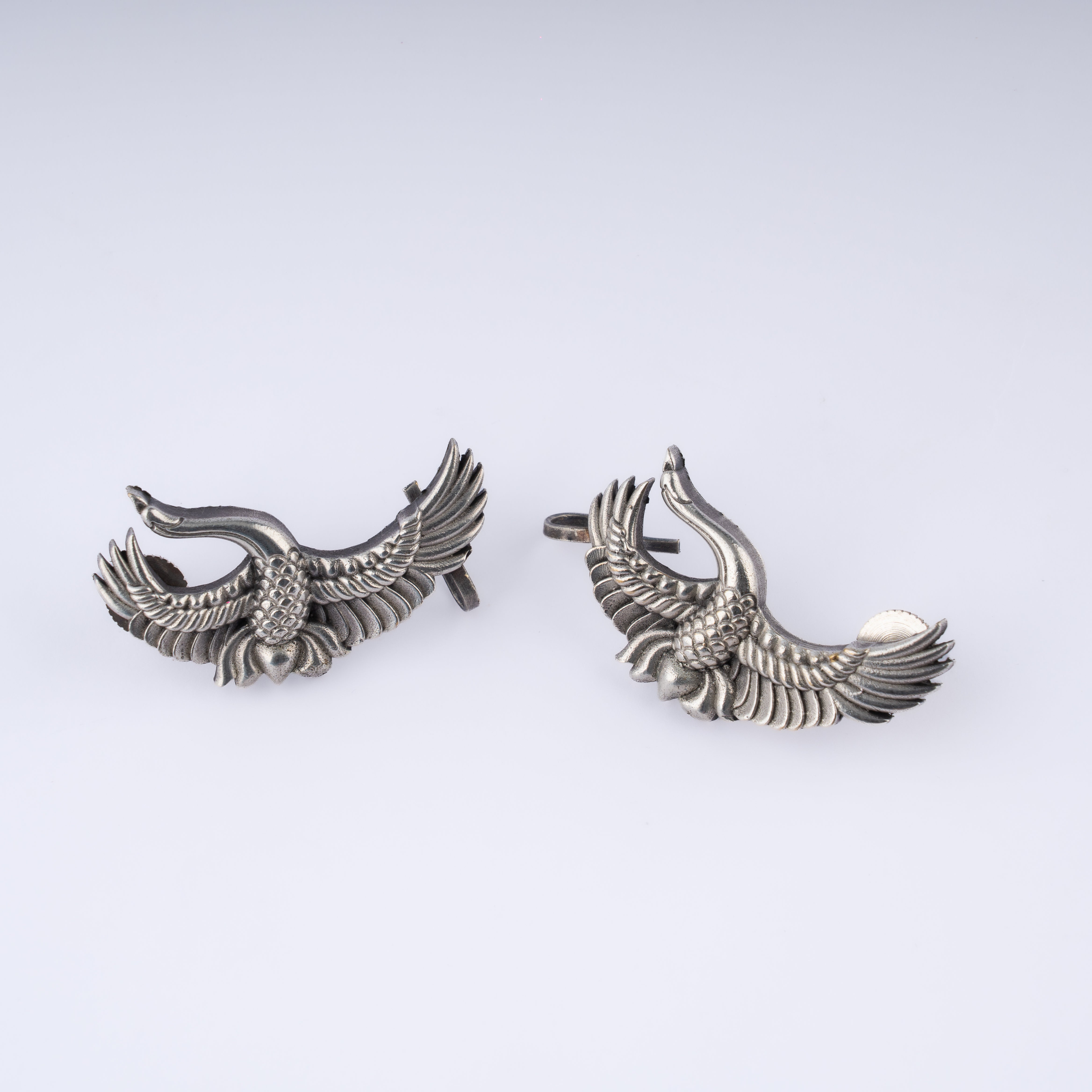 Oxidised Silver Soaring Crane Bird Ear Climber Wrap Cuff Statement Earrings