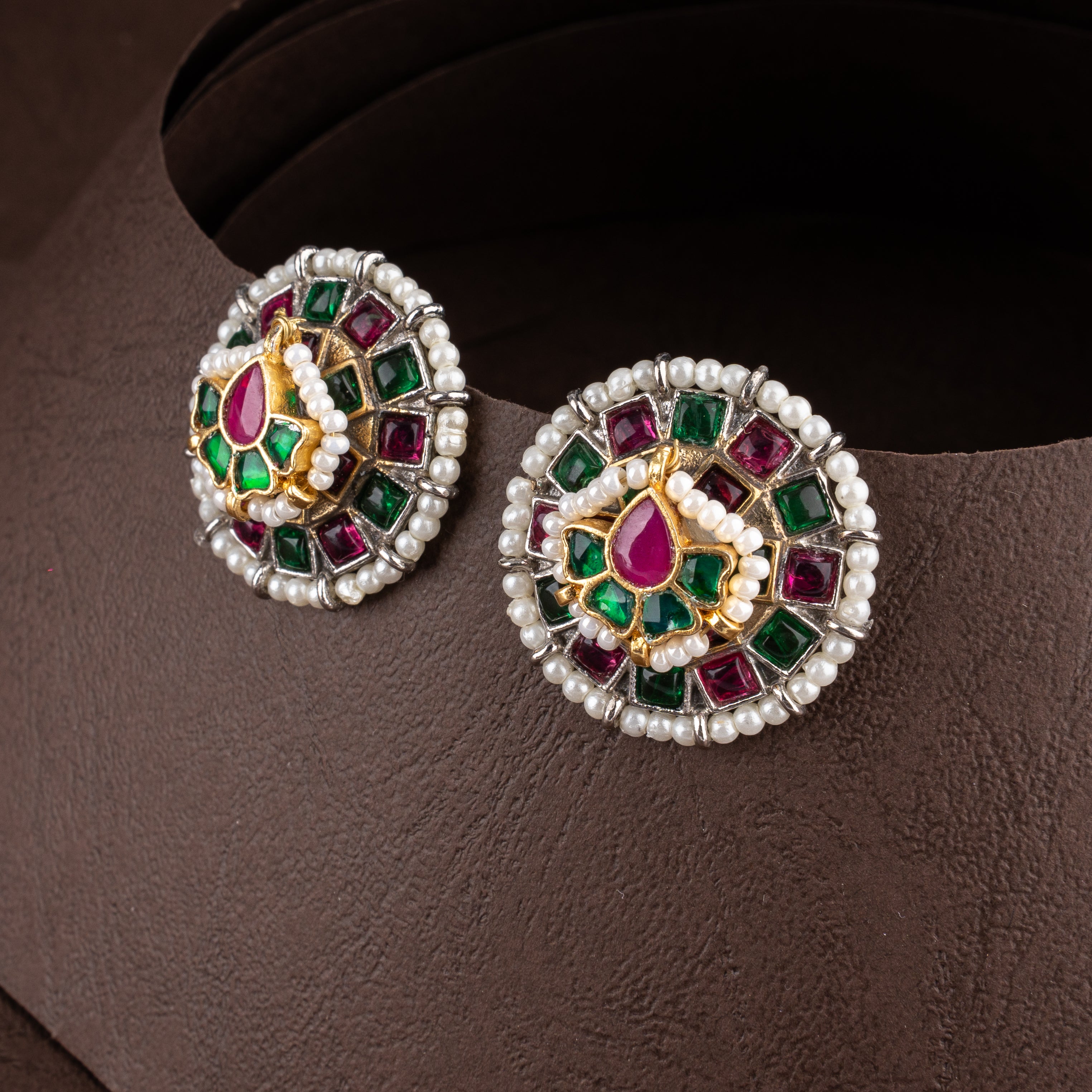 Royal Airavata Elephant Hasli Collar Necklace Set with Kundan Medallion & Crescent Drop