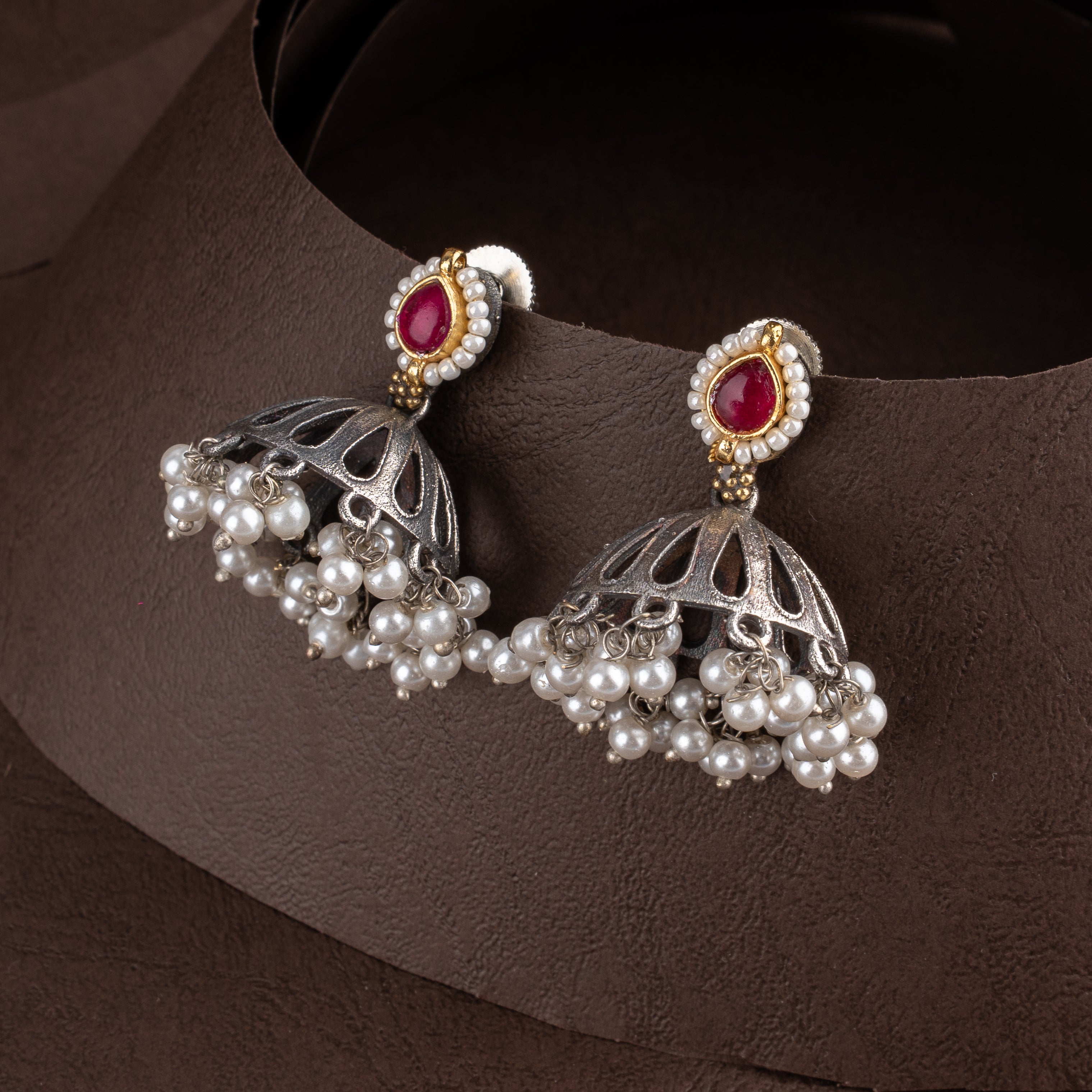 Royal Mayur Medallion Pendant Necklace Set with Kundan Stones and Jhumkas