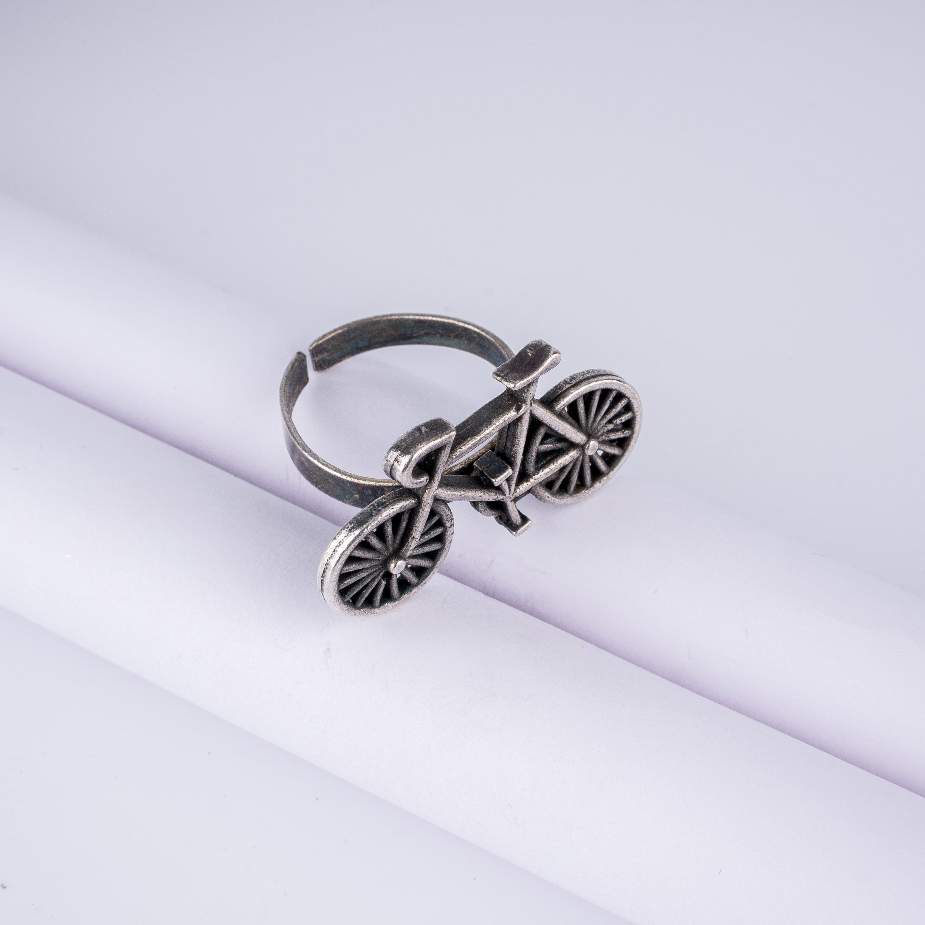 Oxidised Silver Vintage Bicycle Statement Finger Ring