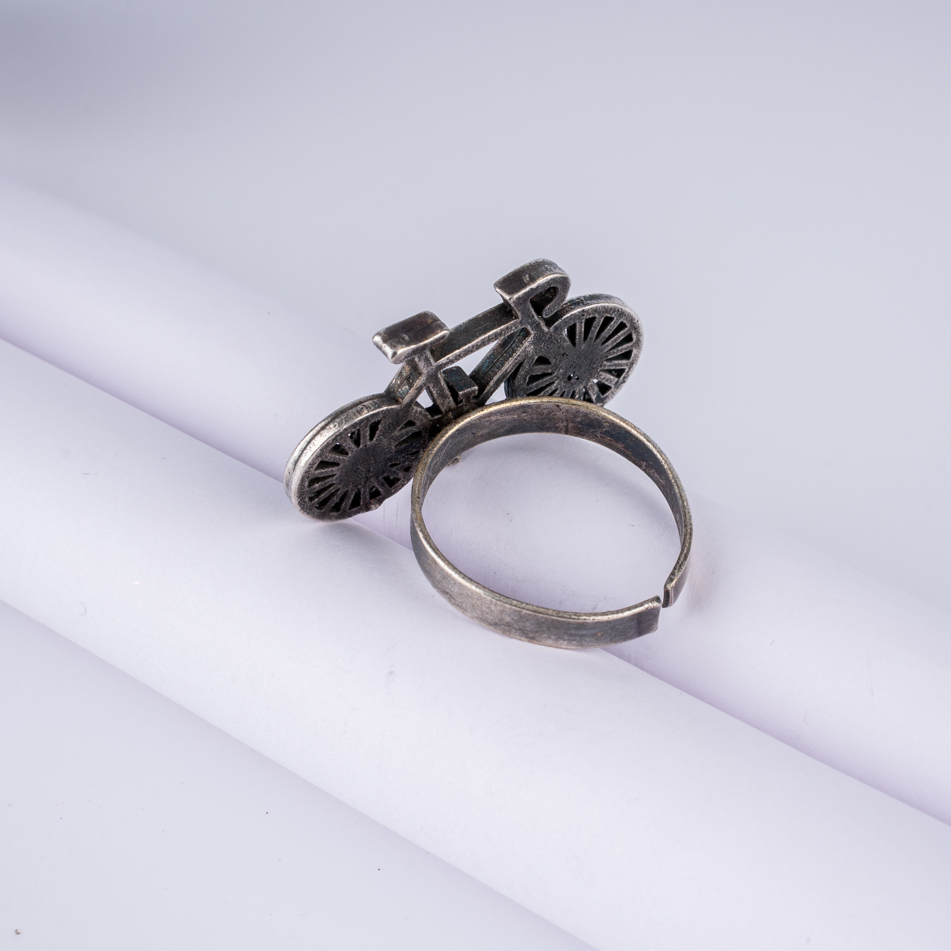 Oxidised Silver Vintage Bicycle Statement Finger Ring