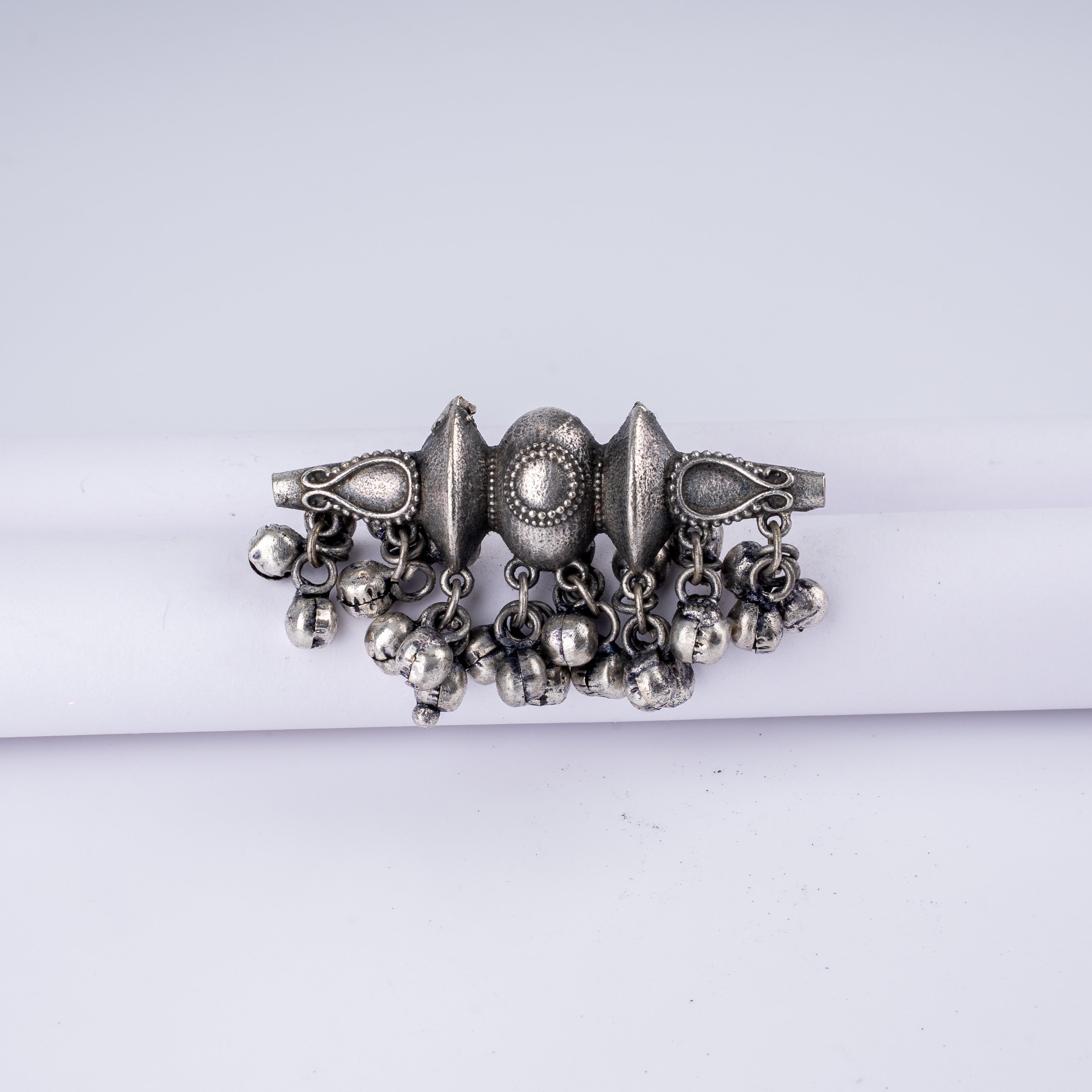 Damru Oxidised Ghungroo Statement Finger Ring