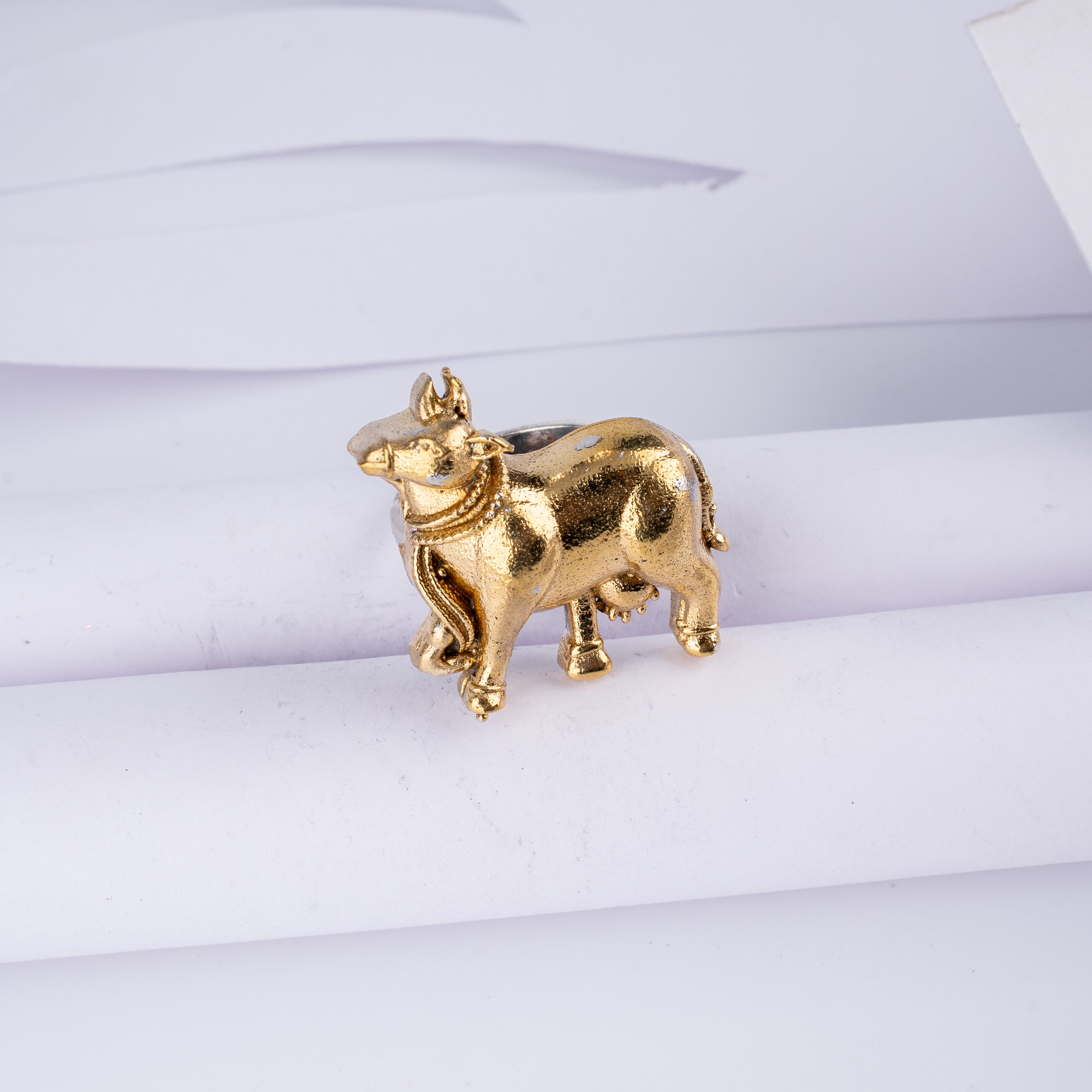 Antique Gold Kamadhenu Cow Statement Ring