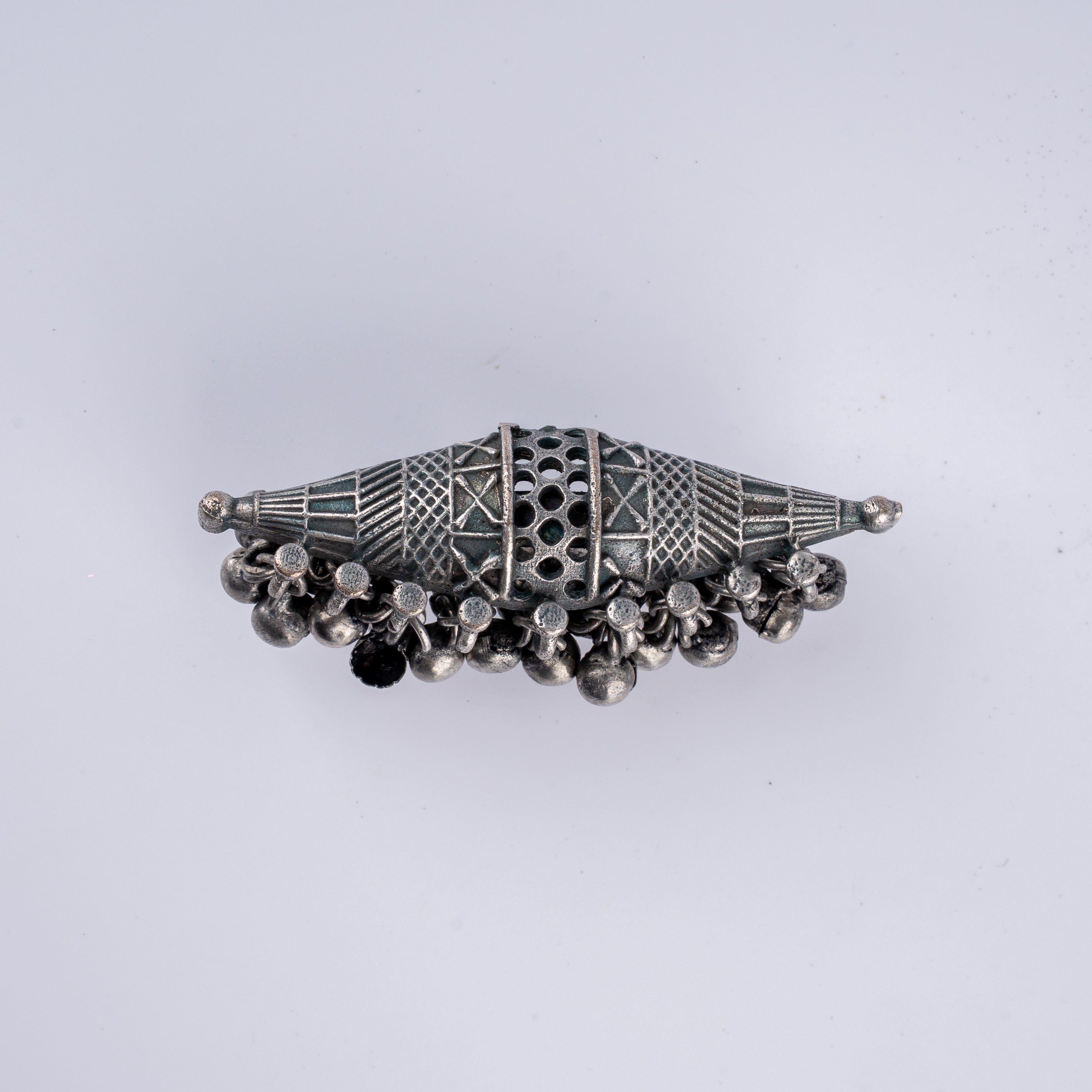 Oxidised Silver Ghungroo Tribal Statement Ring