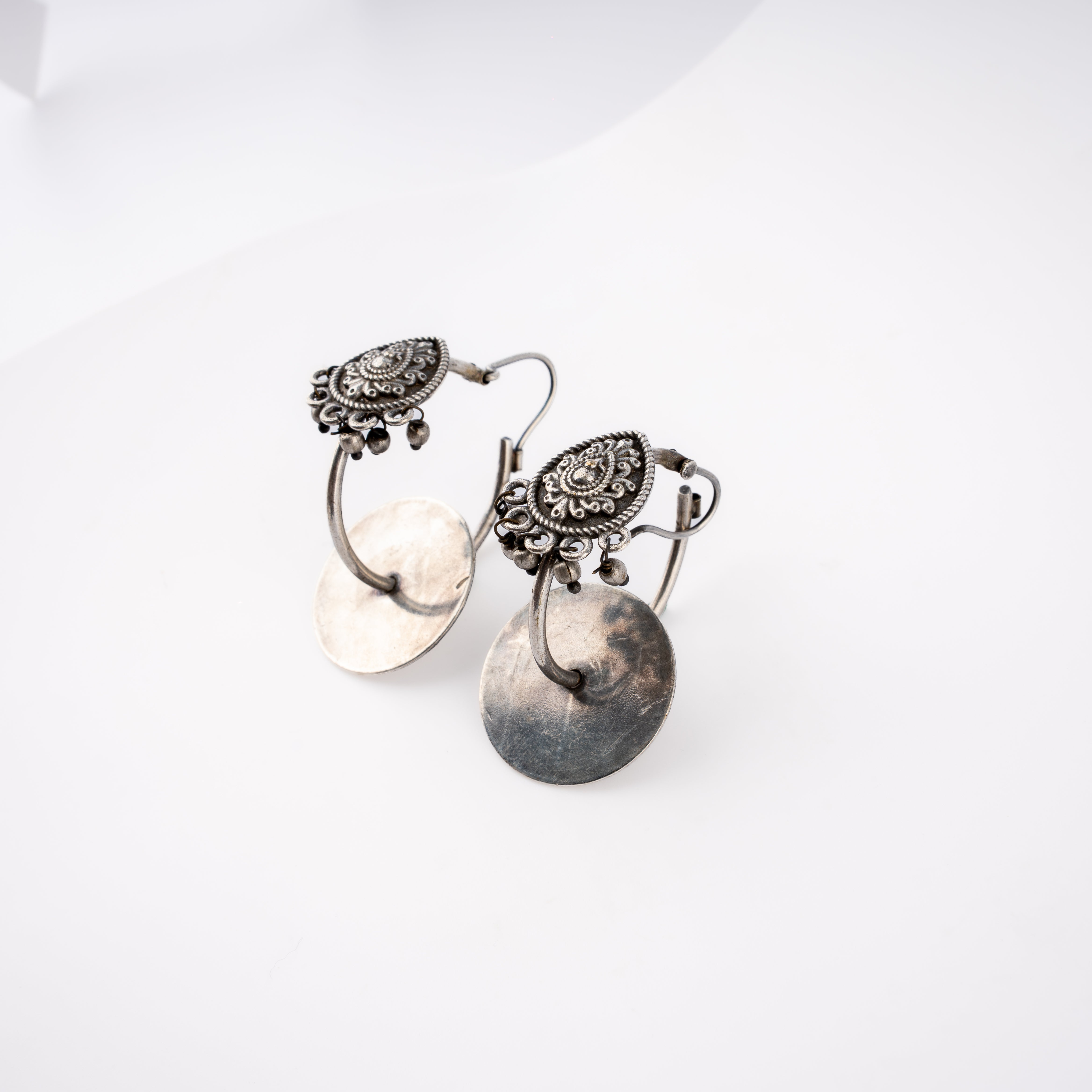 Oxidised Silver Teardrop Filigree Paisley Leverback Drop Earrings