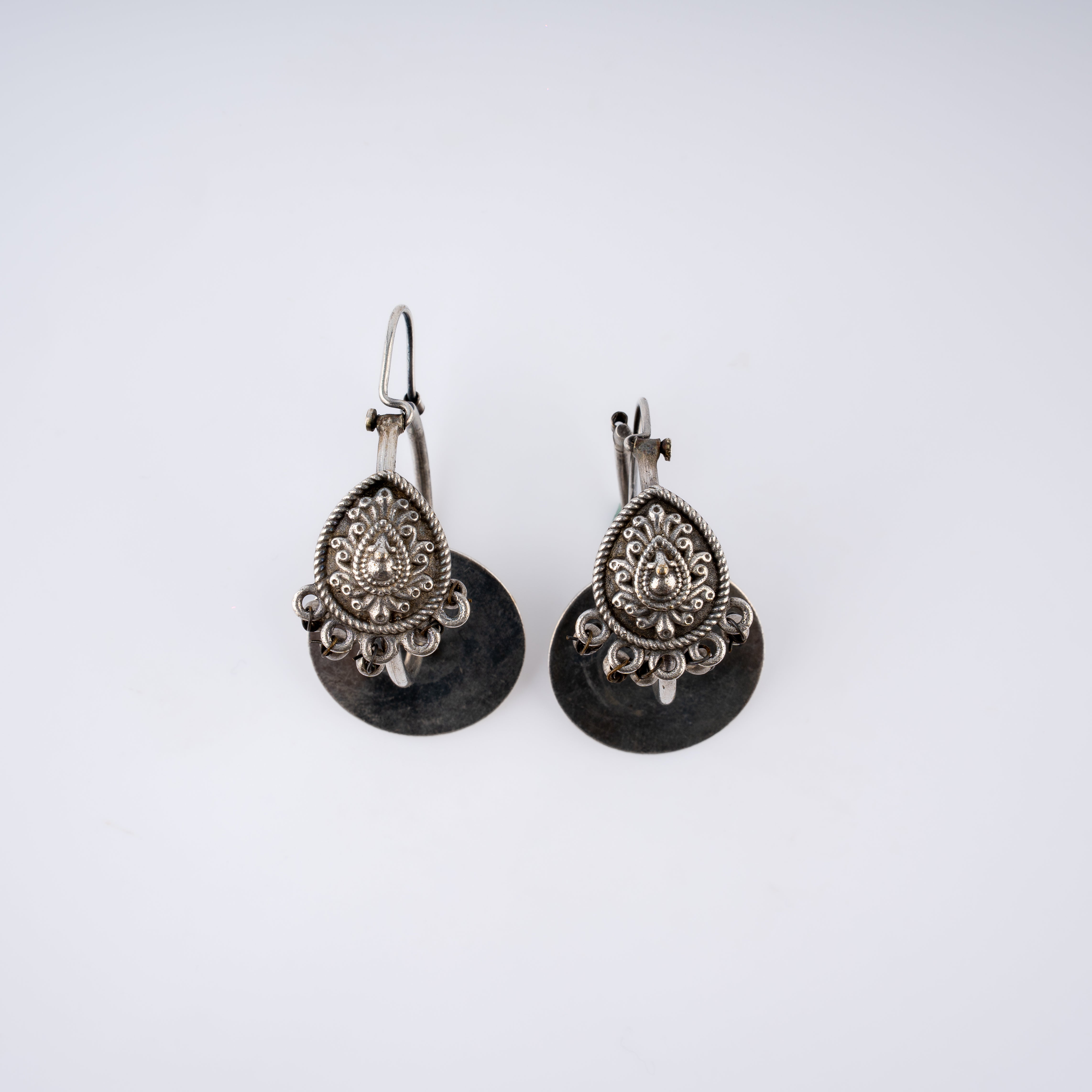Oxidised Silver Teardrop Filigree Paisley Leverback Drop Earrings