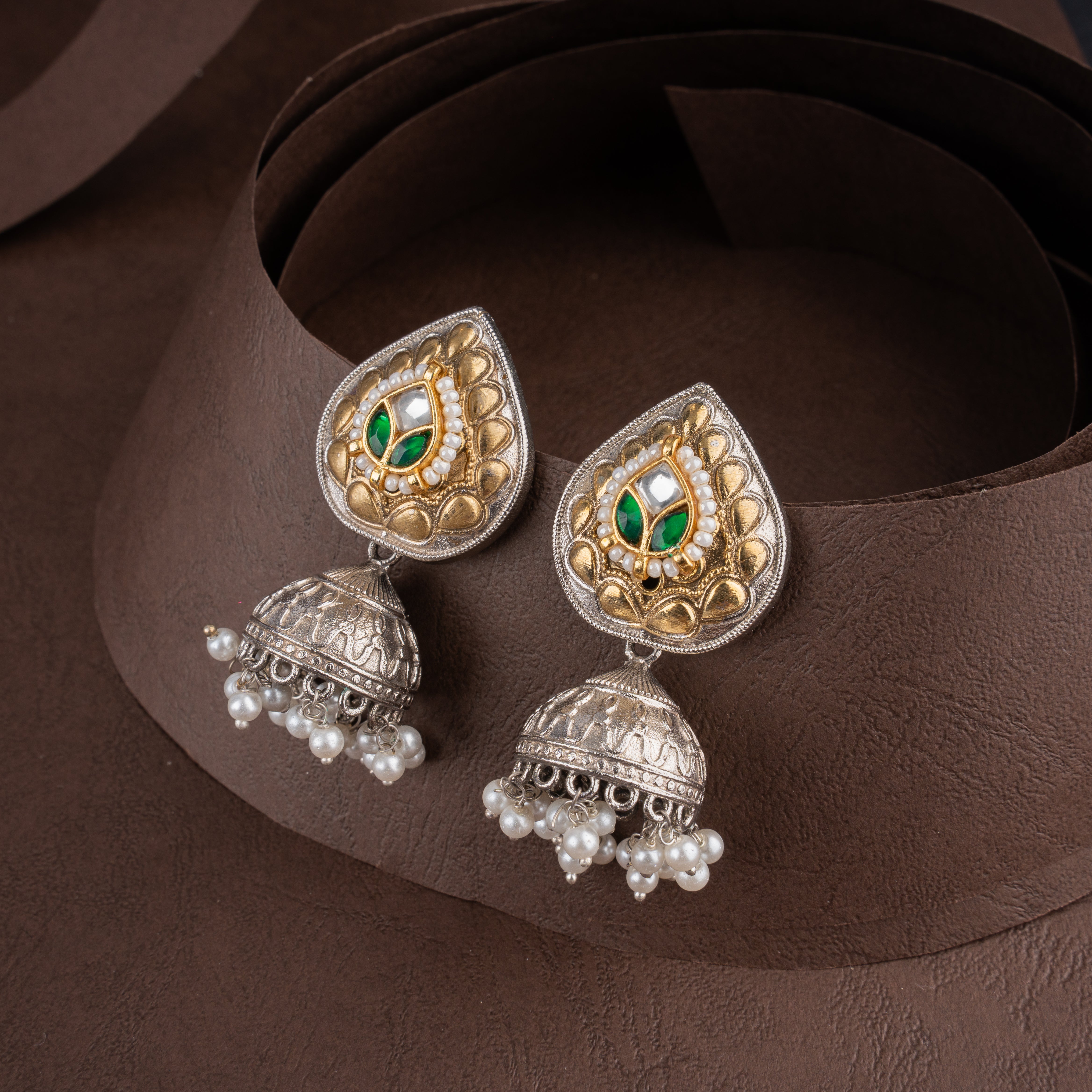 Imperial Kamadhenu Heritage Collar Choker Set with Bell Jhumkis