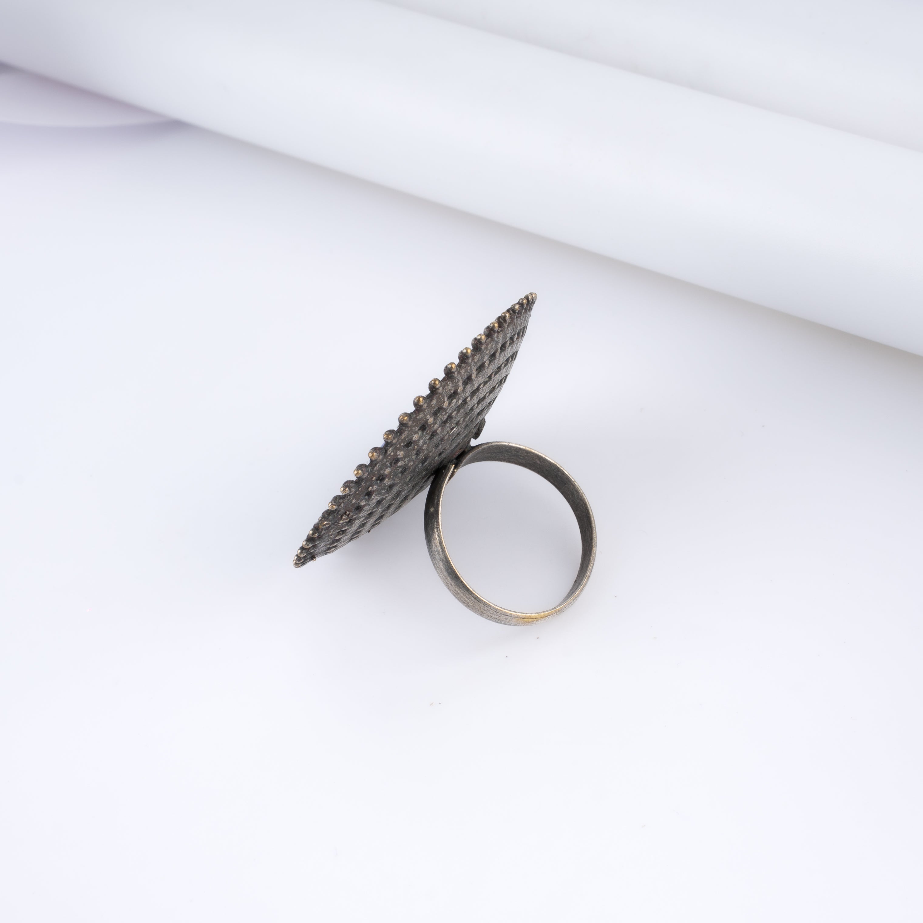 Dual Tone Oversized Mandala Kundan Meenakari Statement Ring