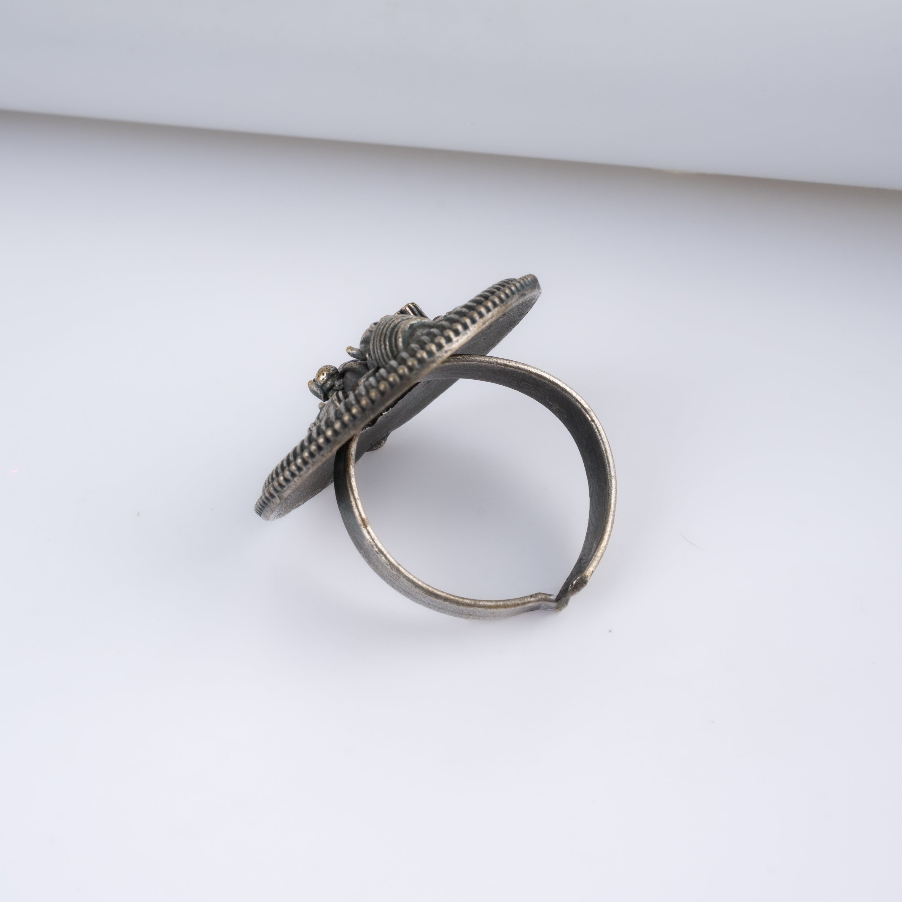 Oxidised Silver Royal Ganesha Sunburst Statement Ring