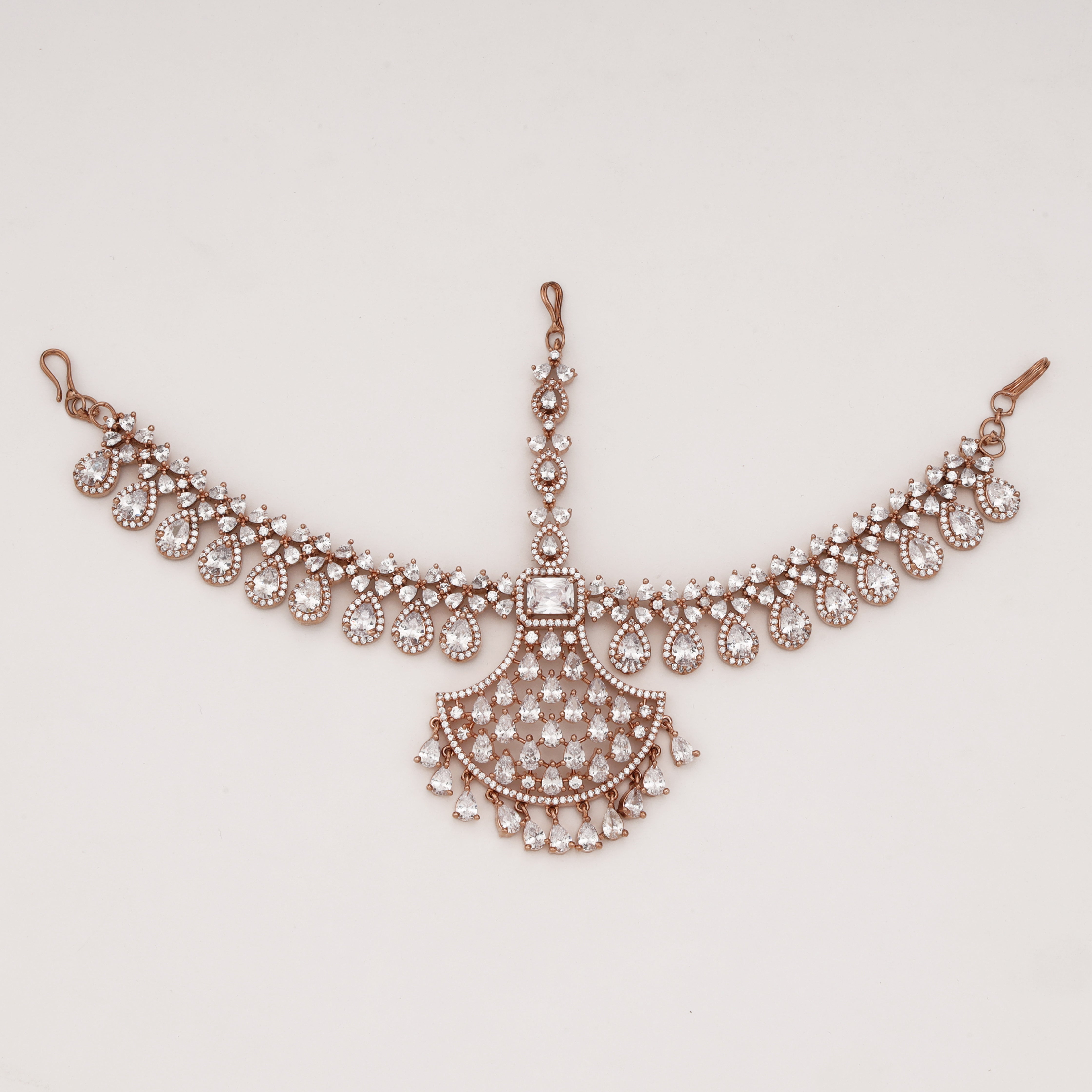 Rose Gold Diamond Chandbali Bridal Mathapatti