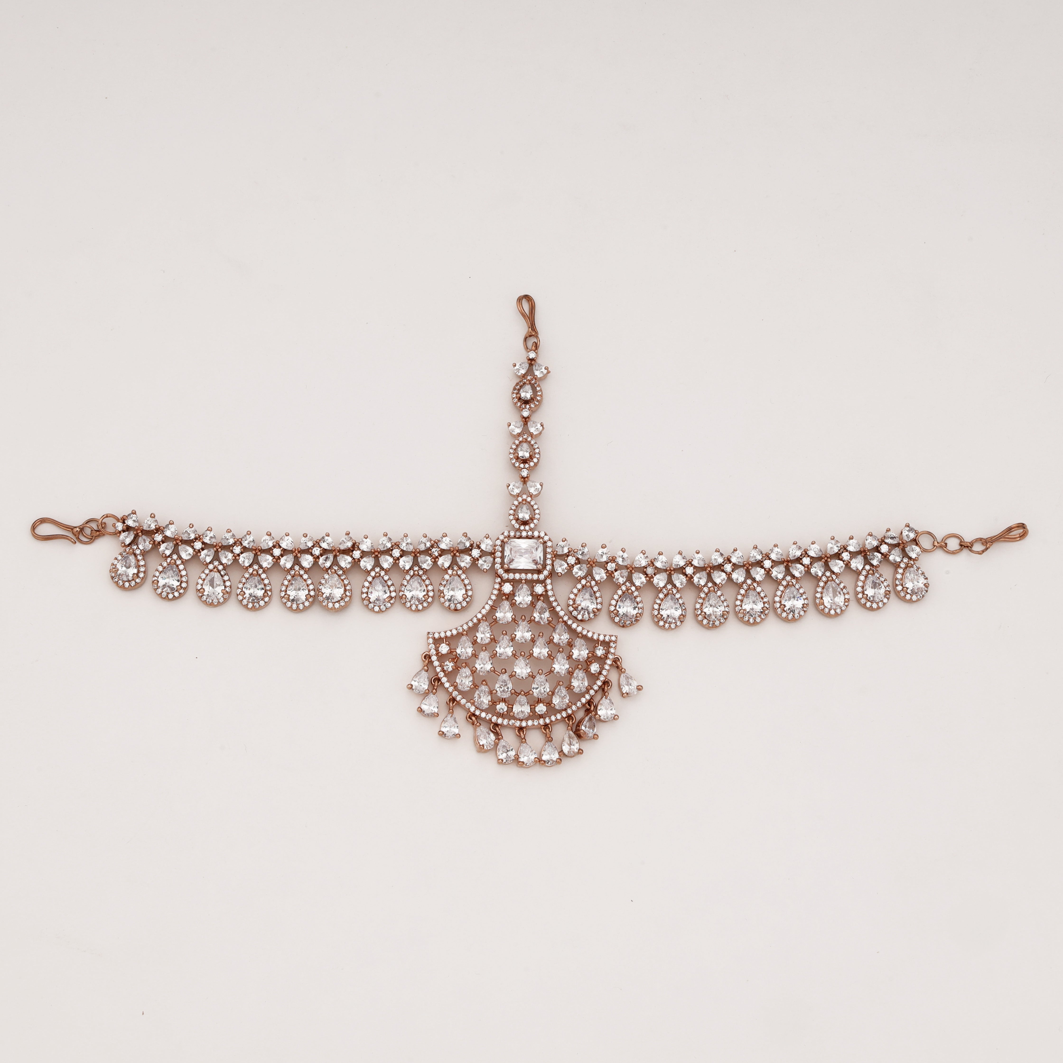 Rose Gold Diamond Chandbali Bridal Mathapatti