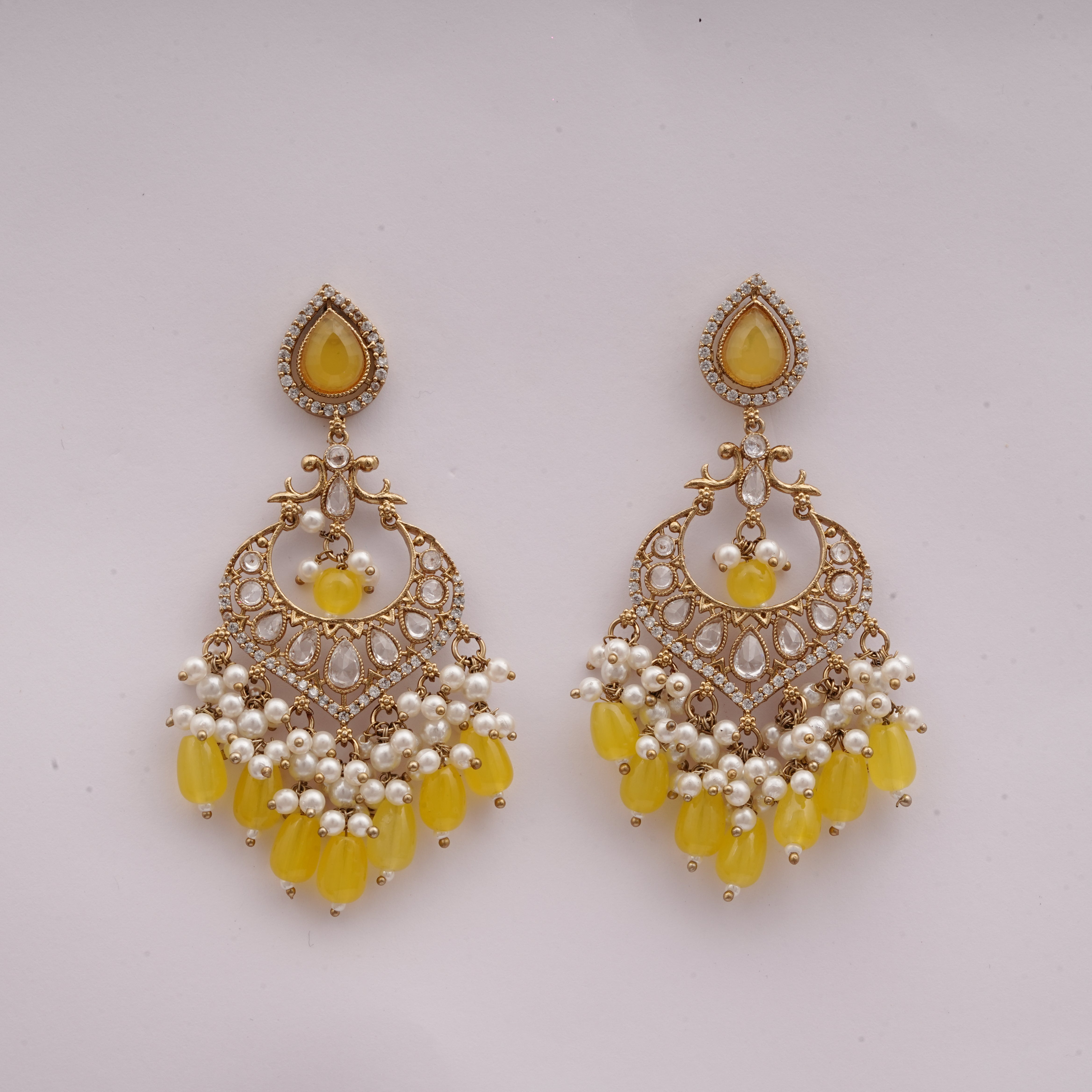 Heritage Kundan Chandbali Drop Earrings